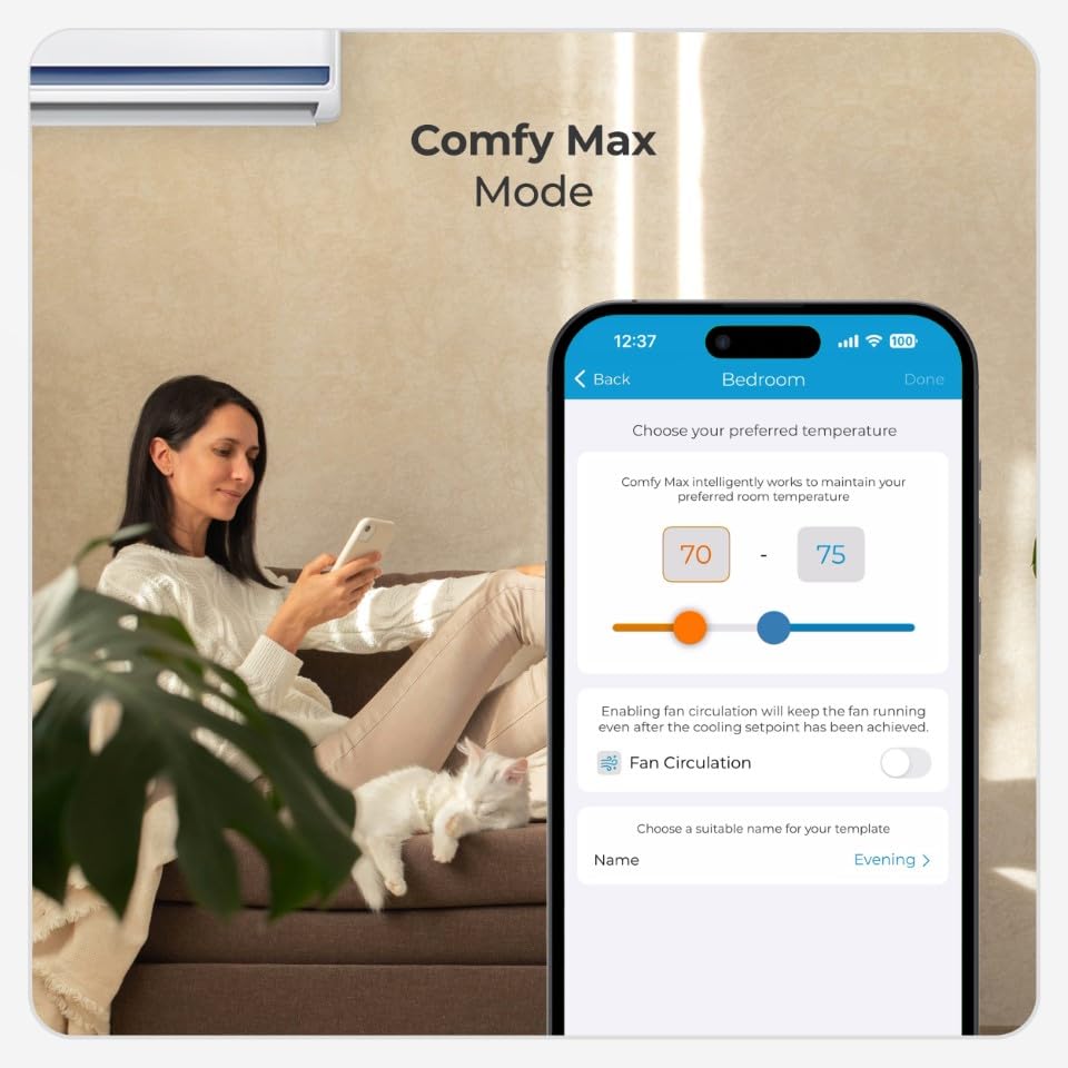 Breez Max | AHR Product of The Year Smart AC Controller | WiFi Thermostat for Mini-Split, Window, Portable AC/Heat Pump | AI-Based Tech | Free App, No Subscription | Alexa, Google, IFTTT etc. (Black)