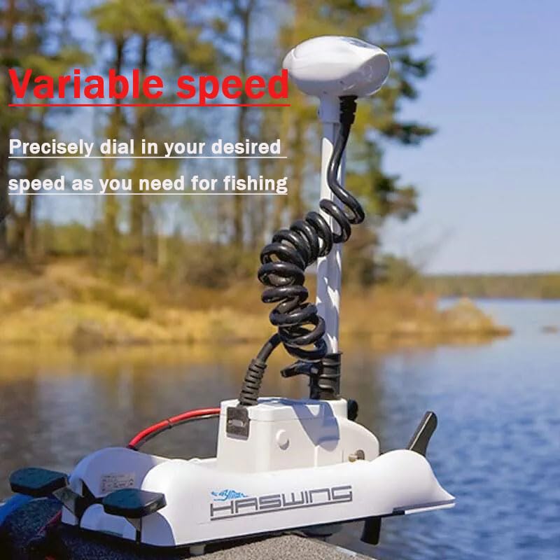 Zichen Haswing CaymanB Bow-Mount Trolling Motor with Wireless Remote Control - 55LBS Thrust, 54in. Shaft, for Fishing Boat in Freshwater & Saltwater