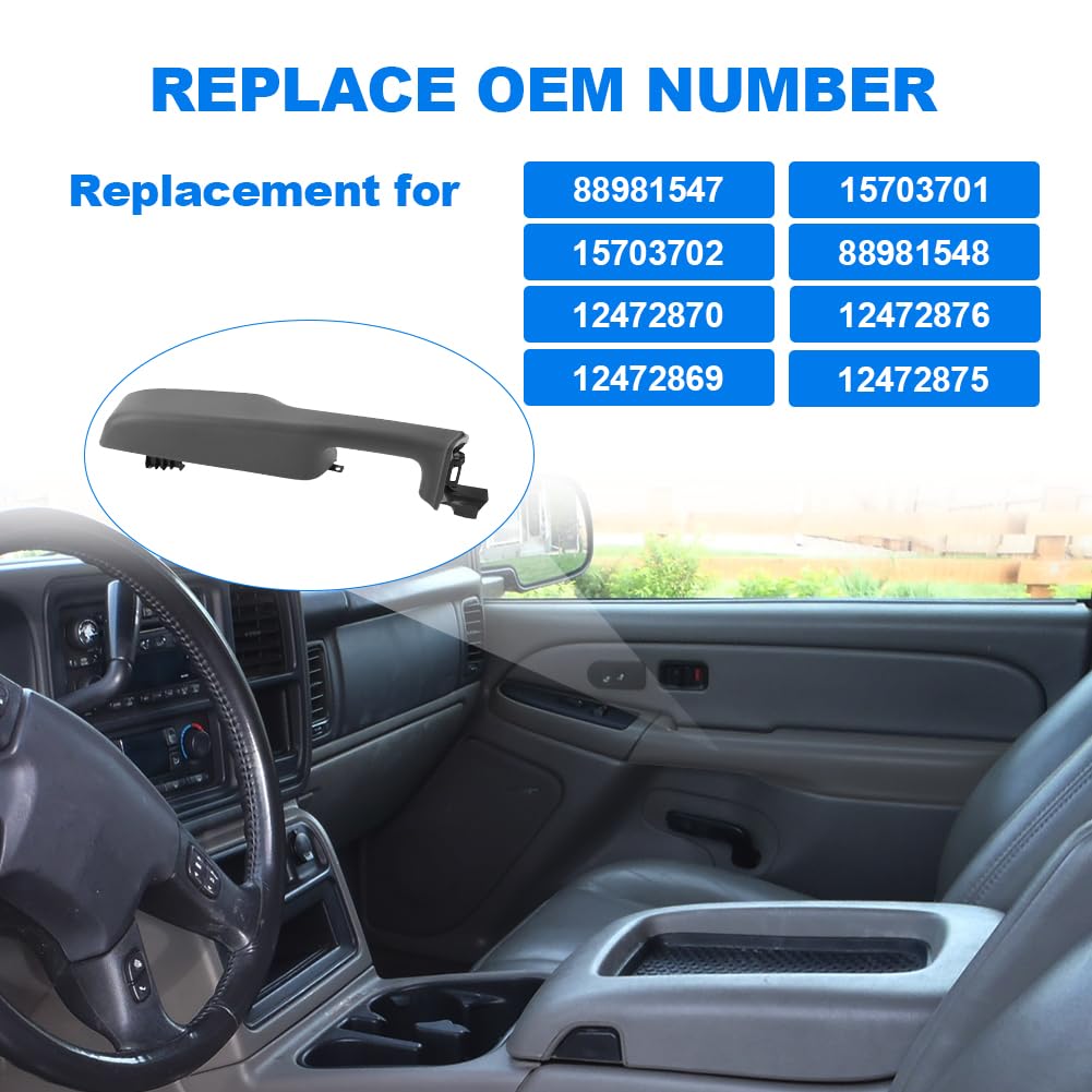 JDMON Front Left Driver Right Passenger Interior Door Armrest Handle Replacement for 1999-2006 Chevy Suburban Avalanche Tahoe GMC Yukon Cadillac Escalade Replacement for 88981547 15703701 Dark Gray