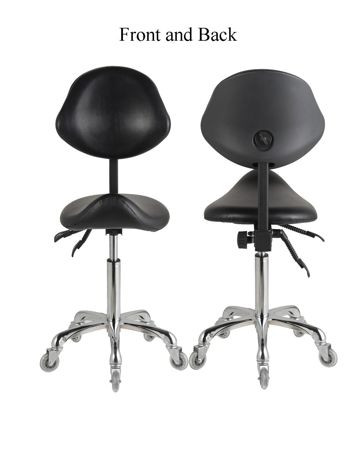 FRNIAMC Adjustable Saddle Stool Chairs with Back Support Ergonomic for Medical Clinic Studio Salon Office and Home (Black)