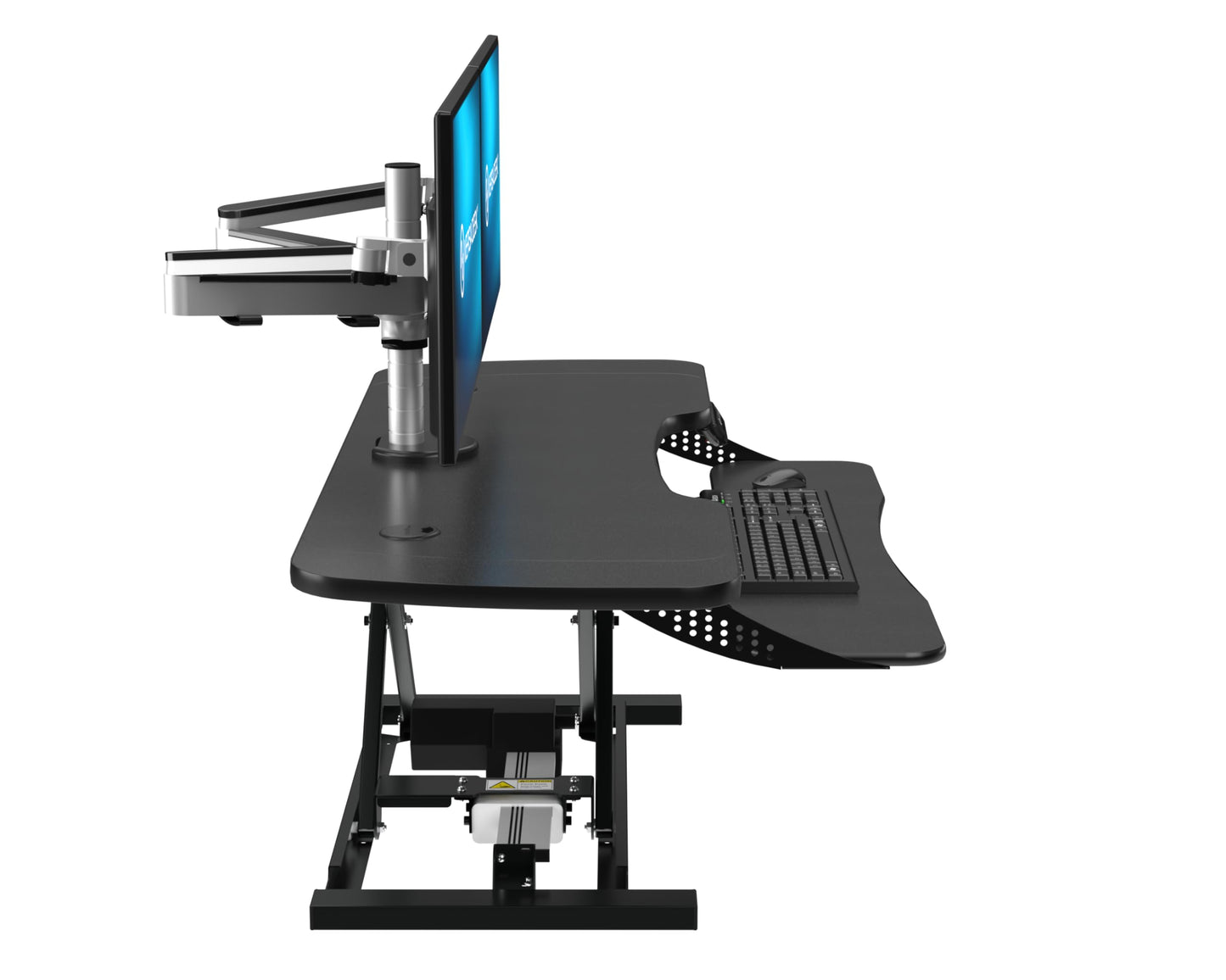 VERSADESK® PowerPro™ Elite® 48” x 24” Electric Sit-to-Stand Desk Converter w/Keyboard Tray for Home or Office | USB Charging Port | Supports Multiple Monitors | Lifts 80 lbs. - Black