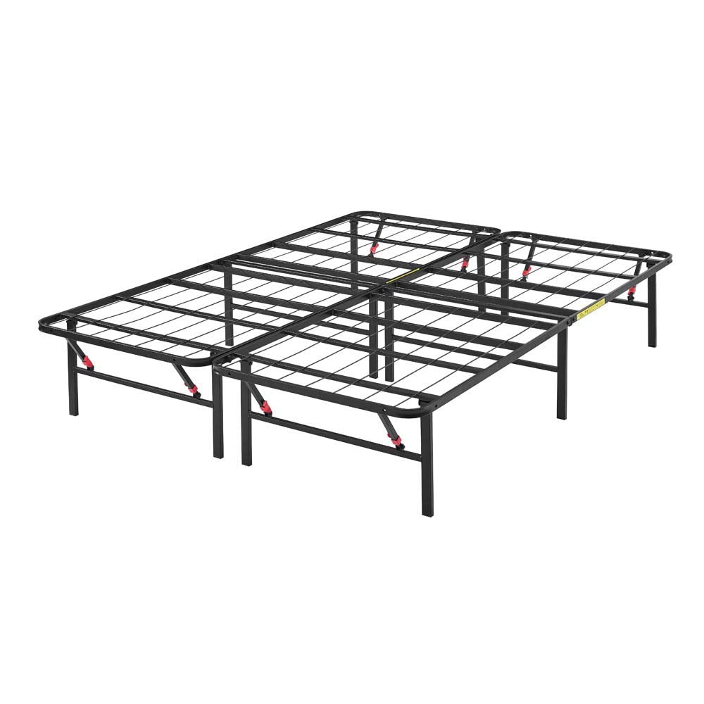 Amazon Basics Bed Frame with Storage, Foldable Metal Platform, Sturdy Steel, No Box Spring Needed, 14 inches High, Tool-Free Easy Assembly, Noise-Free, King Size, Black