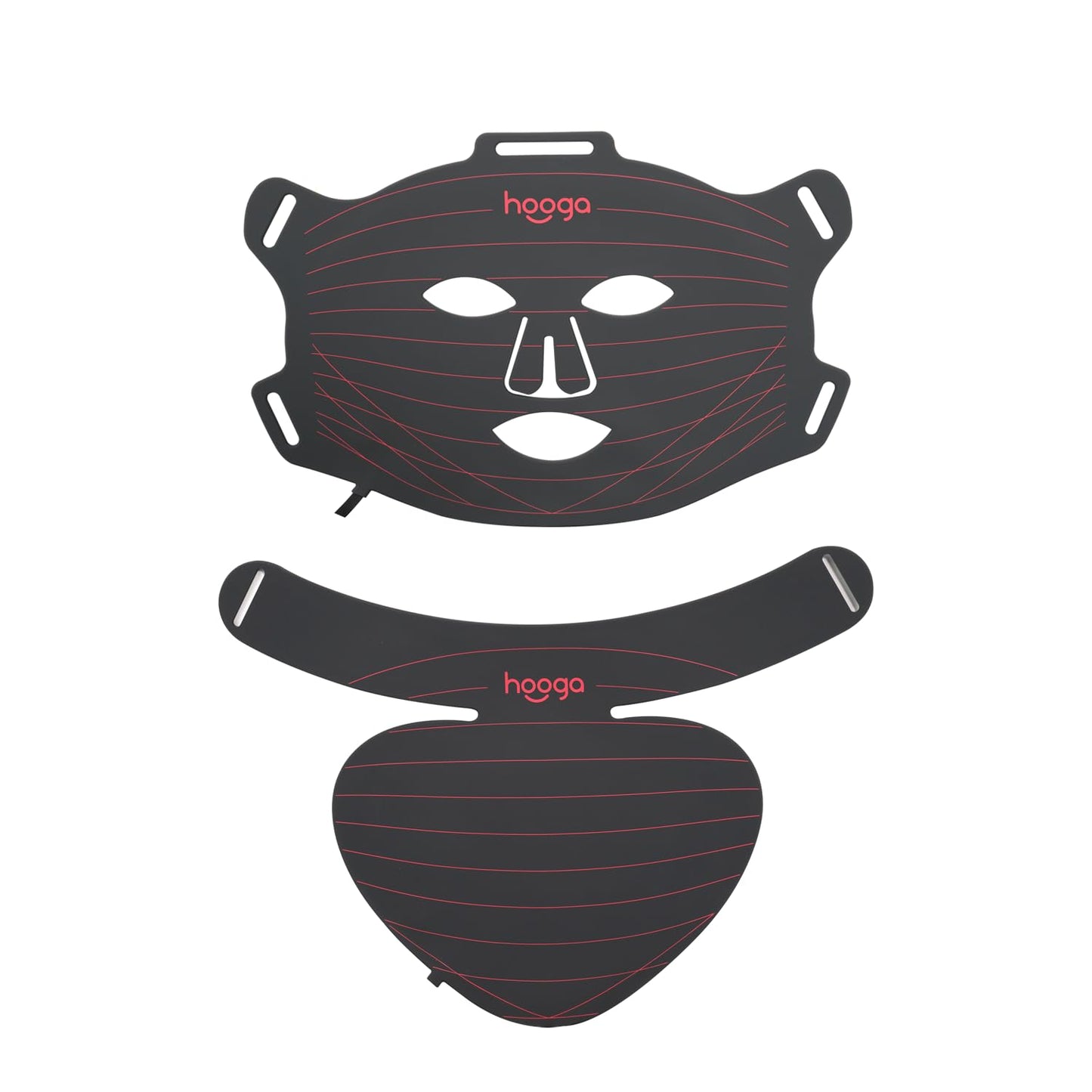Hooga Red Light Therapy Mask – LED Face & Neck Light Therapy Mask Set, 630nm 660nm Red & 850nm Near Infrared, Tri Chip LEDs, Rechargeable, Adjustable Comfortable Fit