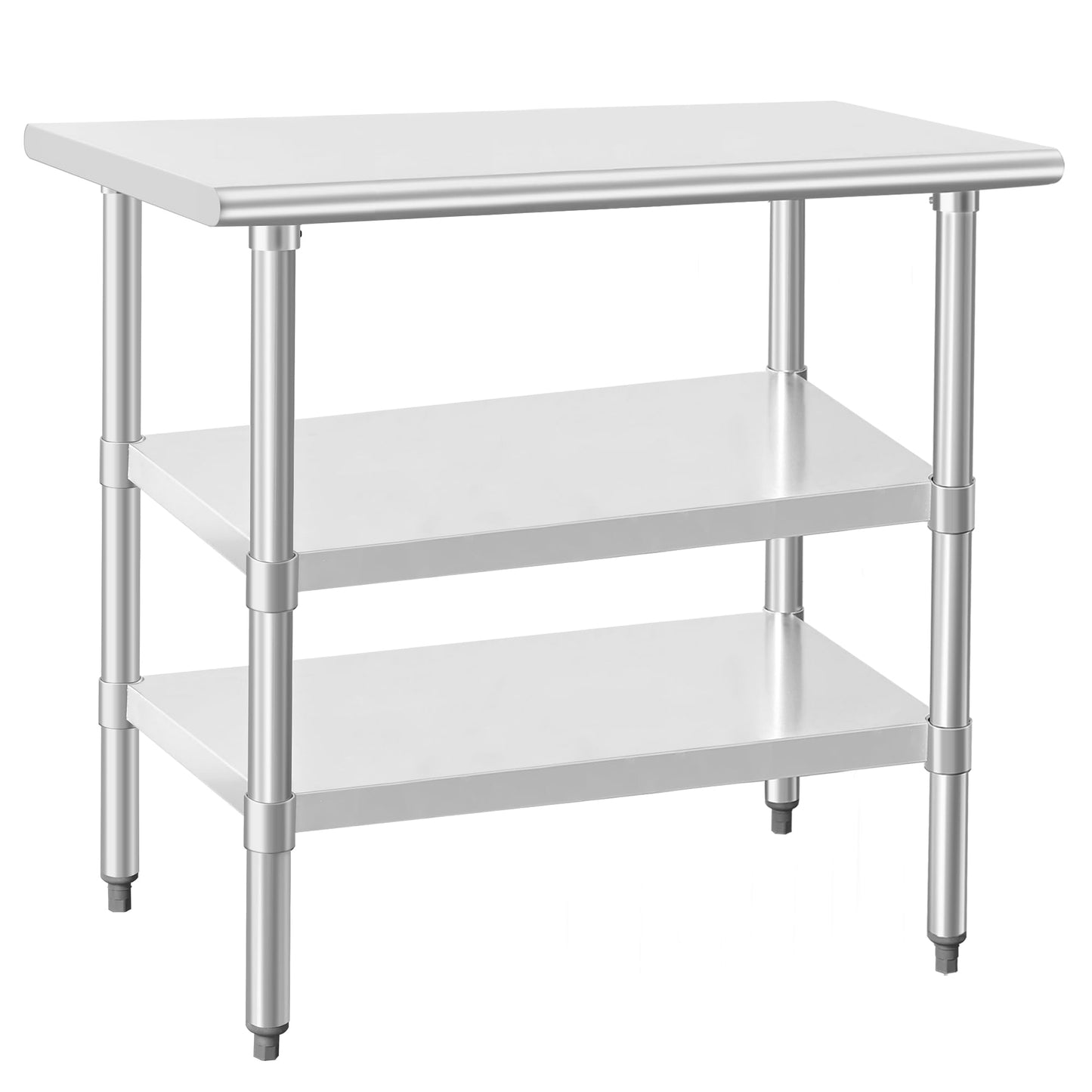 HARDURA Stainless Steel Prep & Work Table 24 x 36 Inches NSF Heavy Duty Commercial with Two Undershelves, Galvanized Legs for Commercial Food Prep
