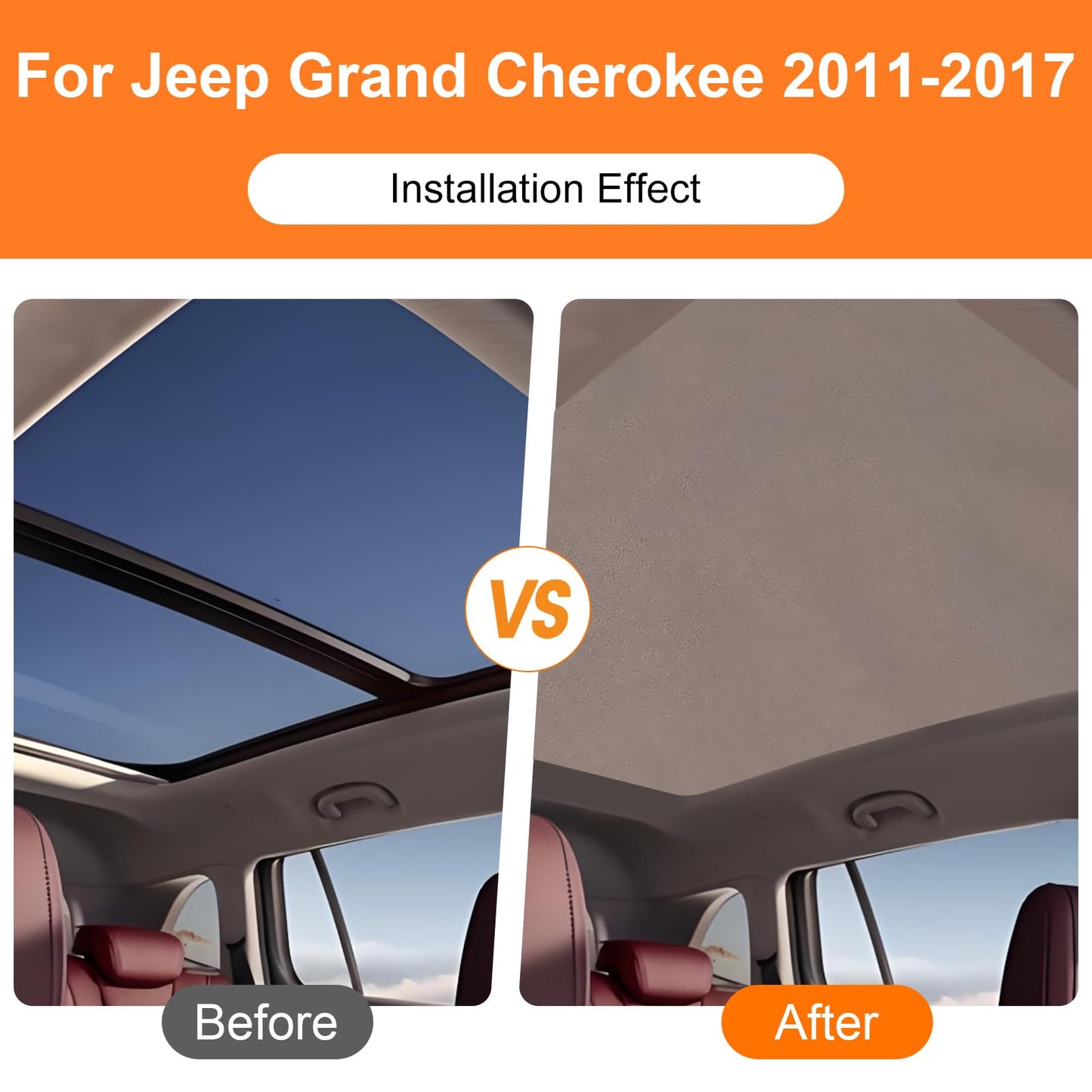 Car Panorama Sunroof Sunshade Curtain Cover Assembly Replace Heat Insulation Sun Visor Roller Blind for Jeep Grand Cherokee 2011-2017 for Chrysler 300C 2012 2013 2014 2015 2016 (Beige)