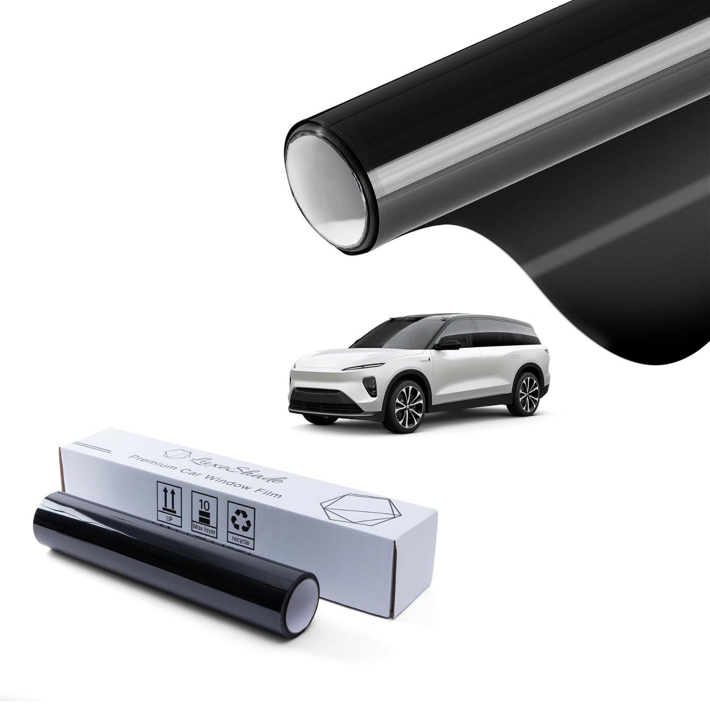 LuxeShade 2-Pack Auto Window Tint Film Rolls – Premium Carbon 5% VLT Privacy Window Films, UV/IR Heat Blocking, Scratch & Fade Resistant (1Ply 24"*100ft + 2Ply 24"*100ft)
