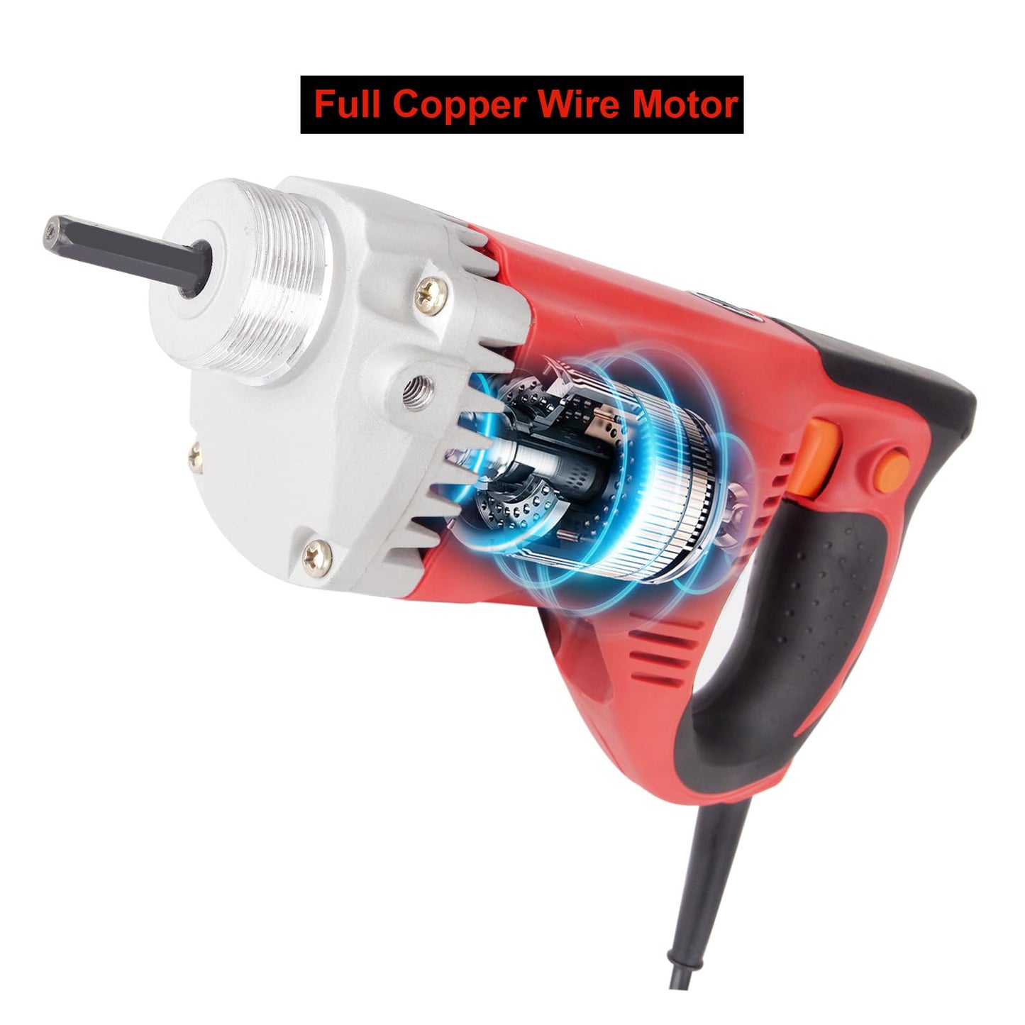 1300W Electric Concrete Vibrator, Hand Held Power Concrete Vibrators Cement Bubble Remover,13000 VPM With 4.9 Ft Long Copper Rod Concrete Tools