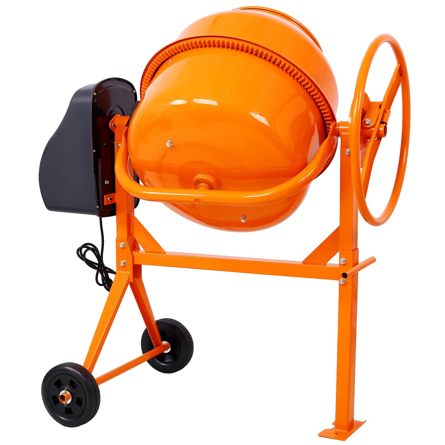 Cement Mixer, 5 Cu. Ft Electric Concrete Mixer Machine, 650W AC Motor Portable Power Cement Mixers for Mortar, Stucco and Fodder, Orange