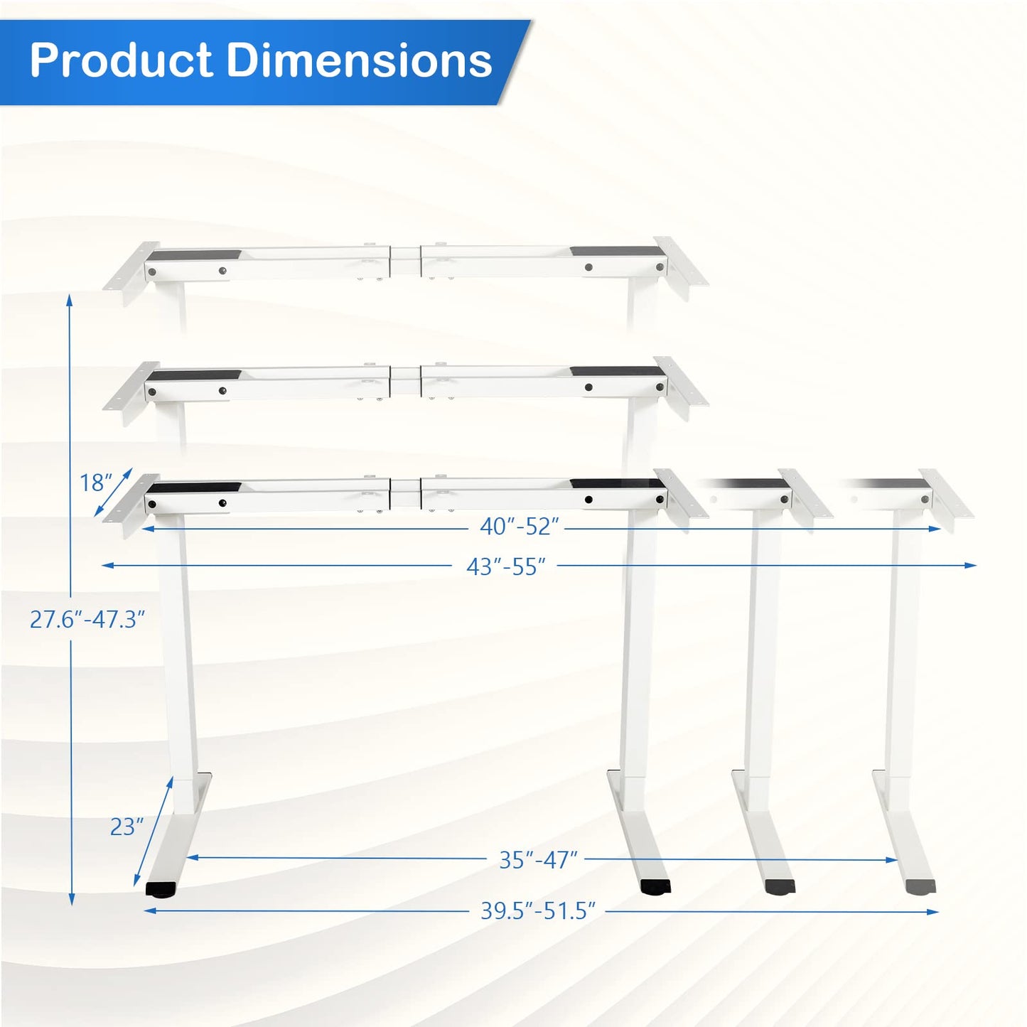 COSTWAY Electric Sit Stand Desk Frame, Dual-Motor Height-Adjustable Standing Desk Base w/ 3 Memory Positions & Touch Control Panel, Home Office Computer Desk Frame w/Hook & Cable Tray (White)