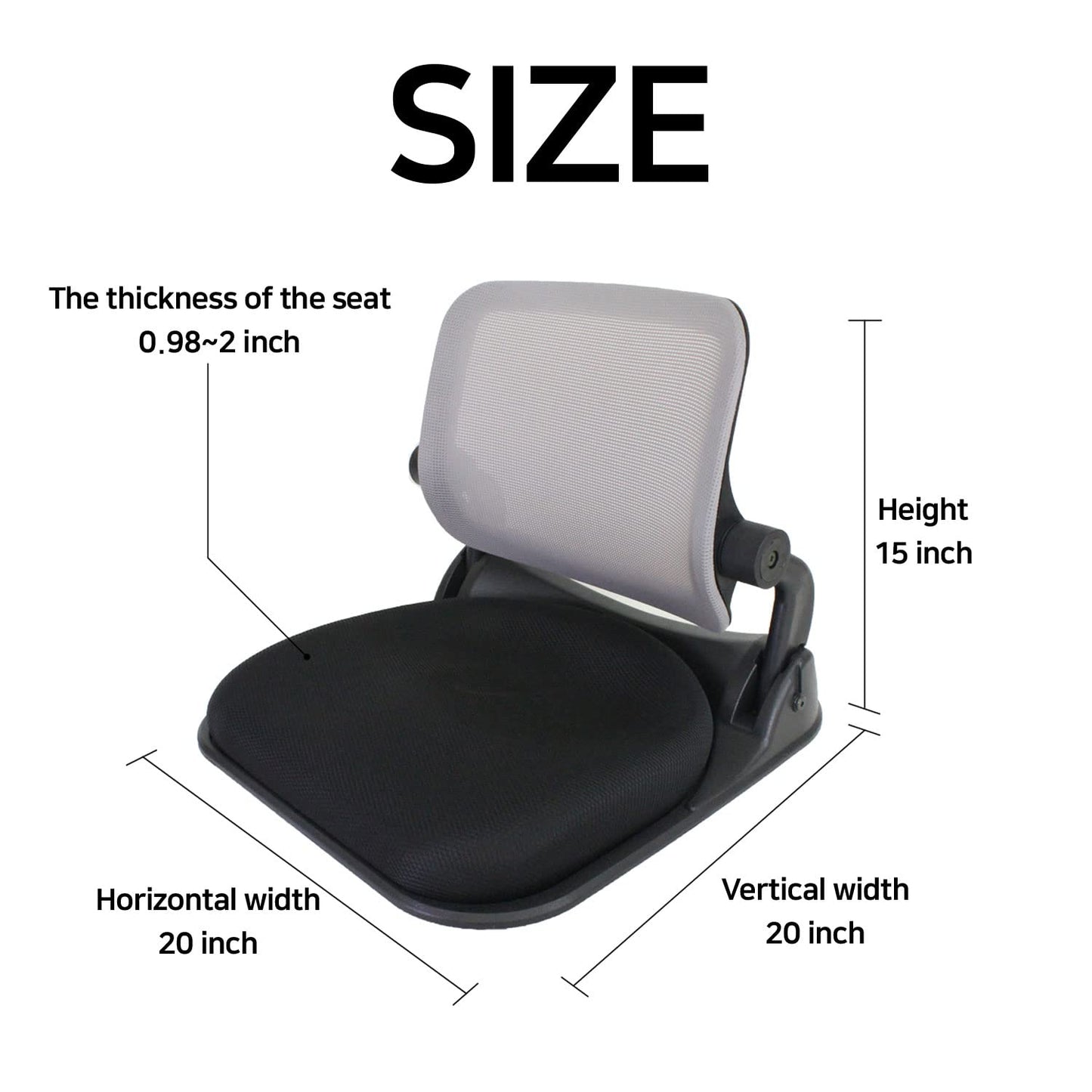 HIHIP Patented Floor Chair with Back Support - Foldable Orthopedic Floor Chair for Adults/Children - Japanese Legless Seat for Meditation, TV, Pelvic Adjustment - Recliner with Back Support (Black)