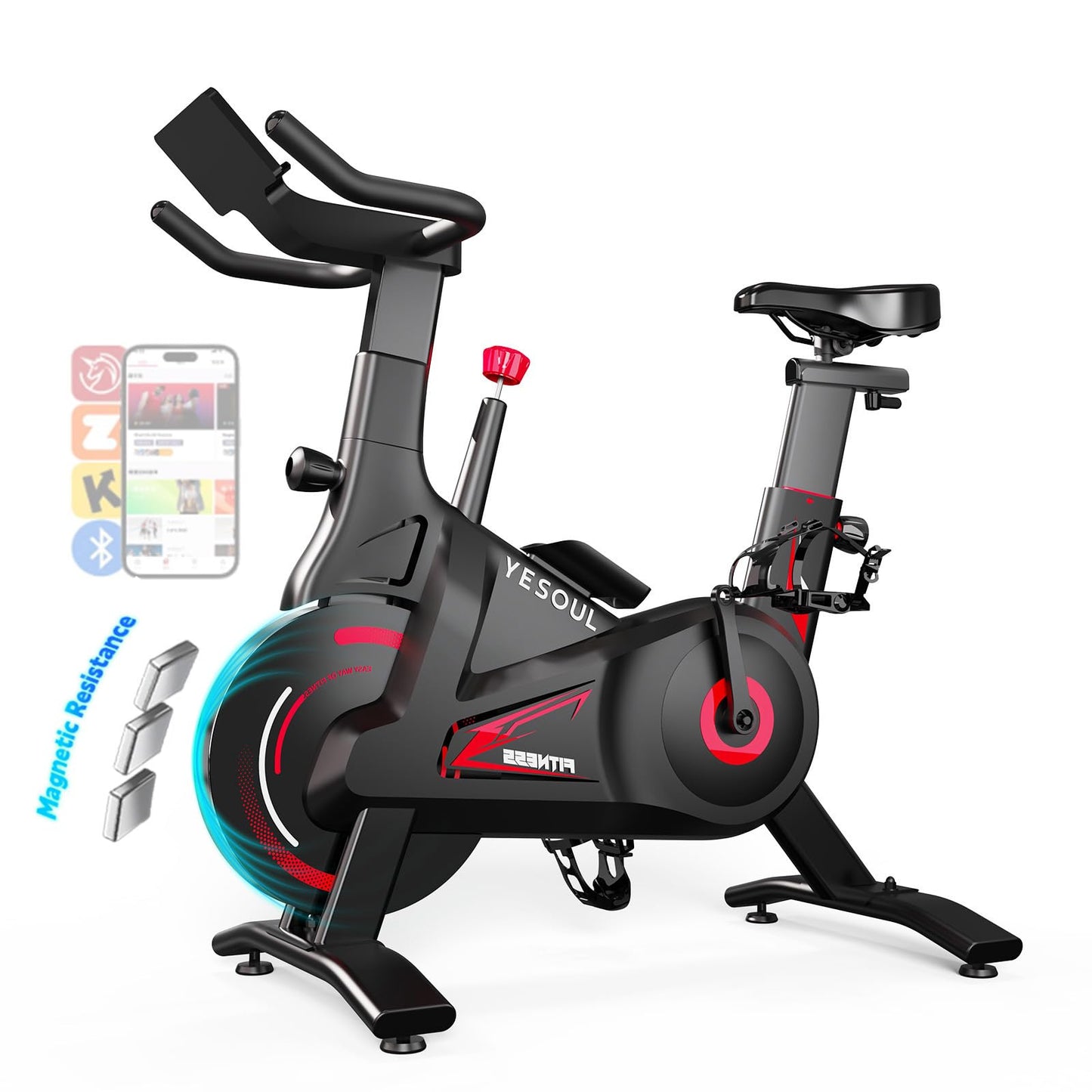 YESOUL Exercise Bike for Home – Stationary Bike with Stable Triangle Frame, Silent Magnetic Resistance, 300 lbs Capacity, Dual-Stage Drive & Alloy Flywheel, Smart APP with Scenic & Live Classes