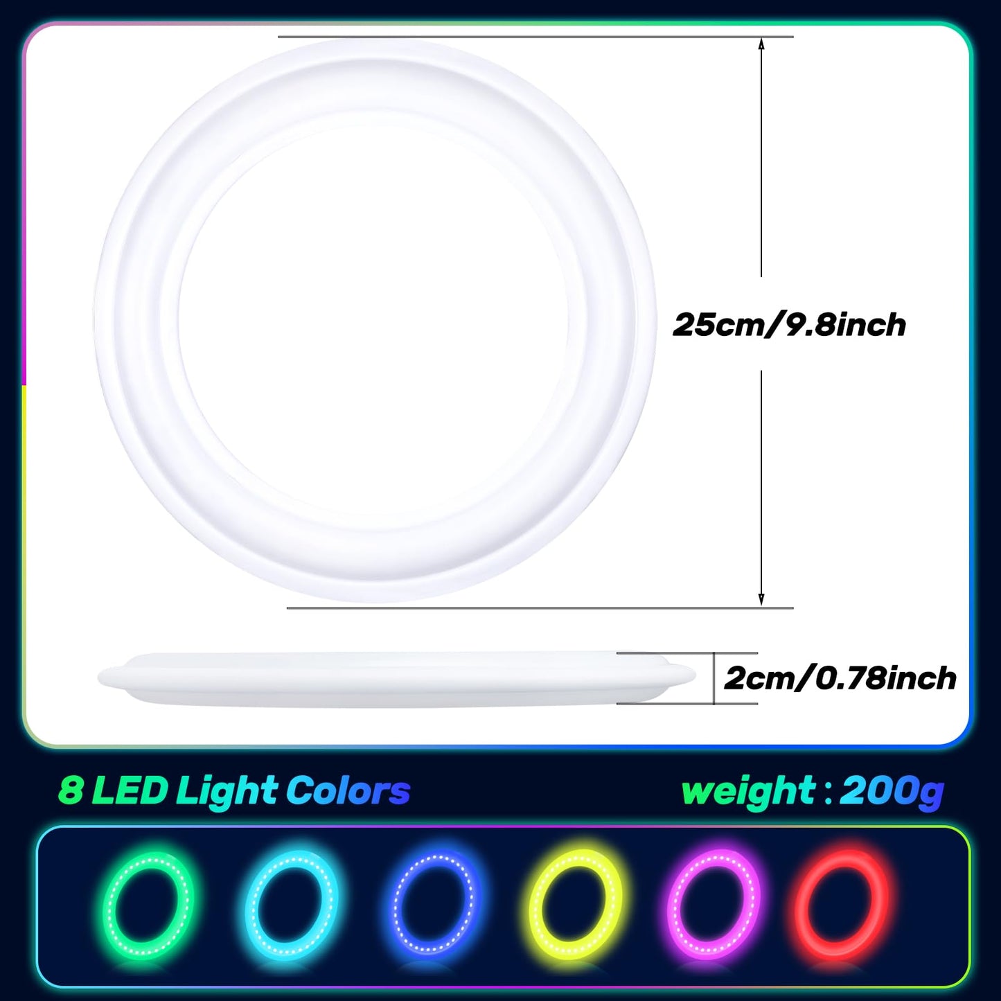 Dilabnba Flying Ring Disc Toy LED Light Beach Backyard Camping Sports Play Soft Discs Outdoor Tossing Toy Christmas Birthday Gift for Teens Boys Kids Adults, Lost Mode, 9.8''/200g