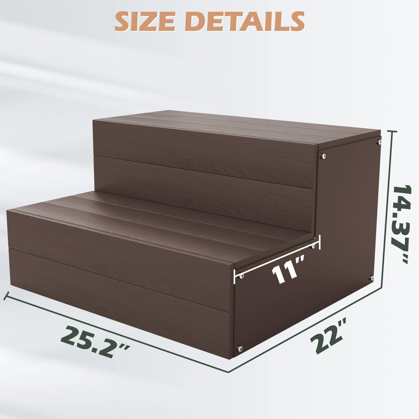 Hot Tub Steps, Universal Heavy Duty Spa & Hot Tub Step, Wood Looking Plastic Steps for Hot Tub, Use for Round or Straight Sided Spa, Non-Slip Steps for Outdoor/Indoor, 600lbs Load Capacity
