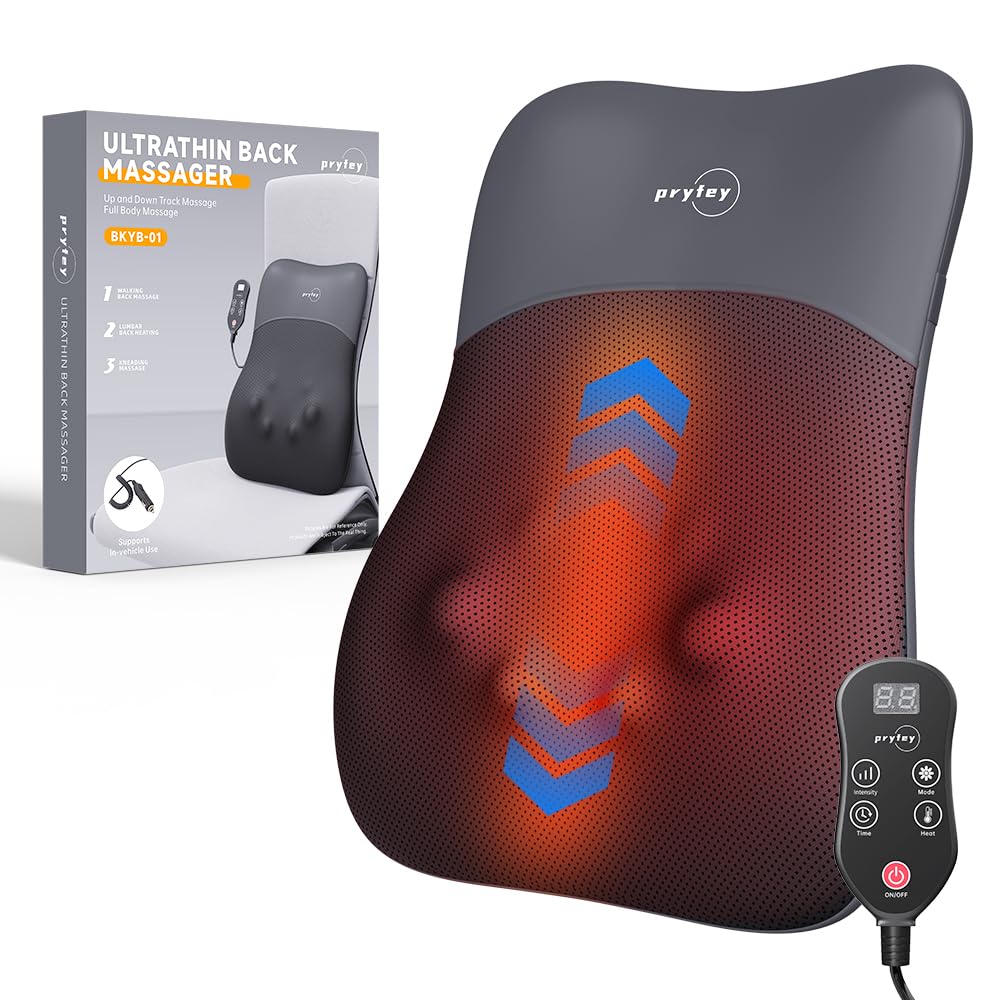 Back Massager, Ultrathin Rolling Up and Down Back Massage with Heat 4D Kneading & Red Light Therapy for Pain Relief Deep Tissue,Shoulder Massager Gift for Men Women Parents Relaxation at Office Car