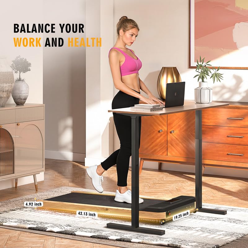Maksone Under Desk Treadmill, Expert of Wooden Walking Pad, Walking Jogging Machine with Remote Control, Installation-Free