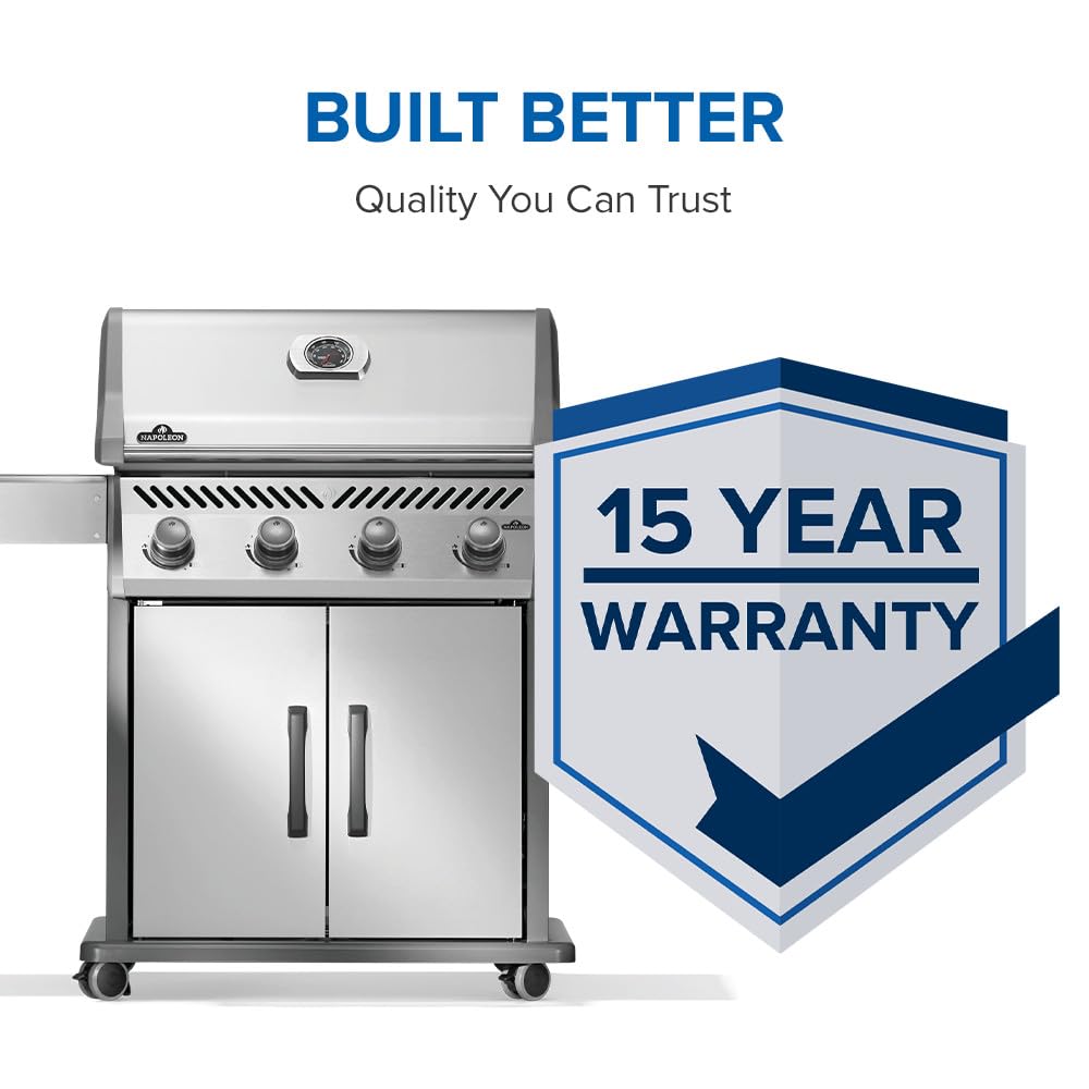 Napoleon Rogue 525 Propane Gas Grill, Stainless Steel, Durable 4-Burner Outdoor BBQ