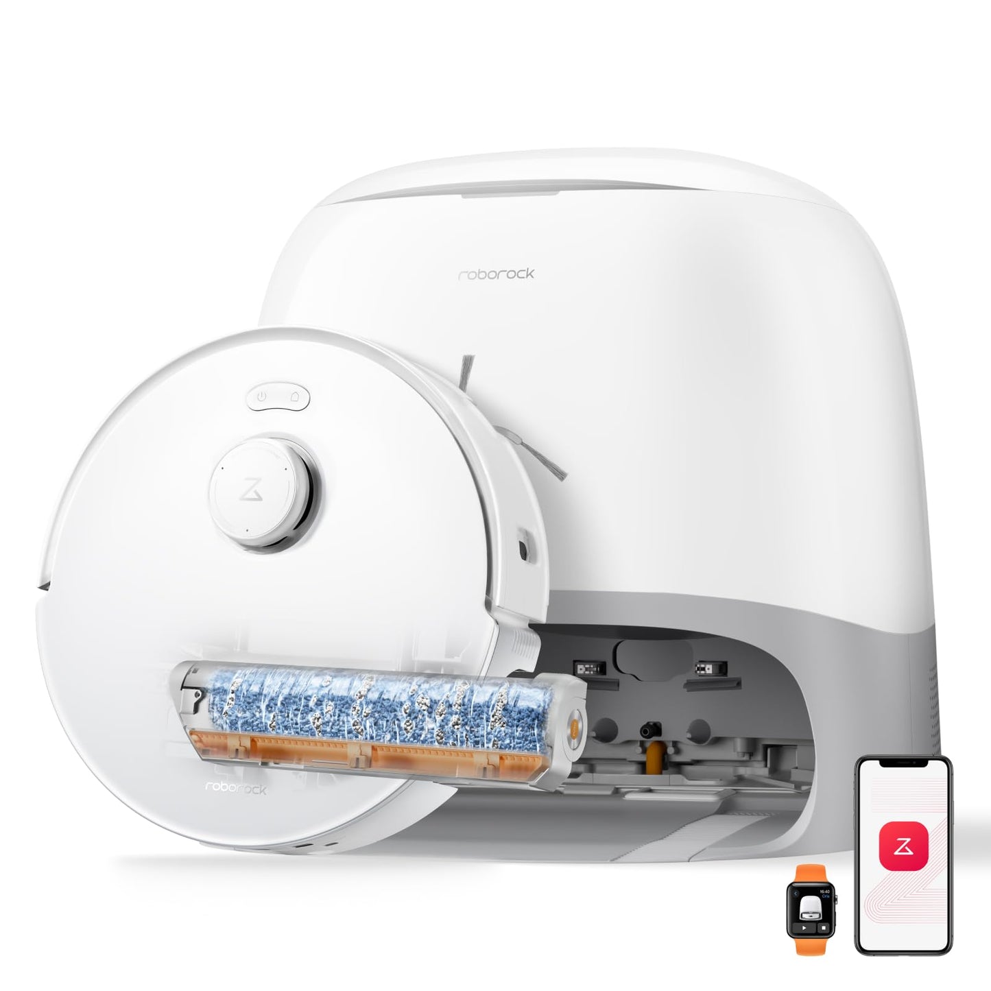 roborock Qrevo Curv 2 Flow Robot Vacuum and Mop, SpiraFlow Real-Time Self-Cleaning Roller Mop, 20,000 Pa, Dual Zero-Tangle System, AI Obstacle Avoidance, Heat-Washes & Dries Mop, Carpet Protection
