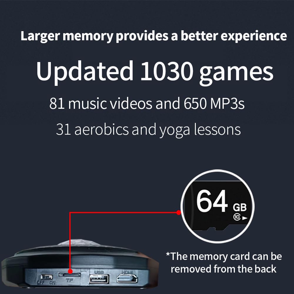 OZLET Single/Double HDMI Musical Electronic Dance mat with a Camera,a 64G Large Memory Card,Including 1030 Games,81 Music Videos,650 Songs,Suitable for TV use,a Luxurious Gift for Boys and Girls