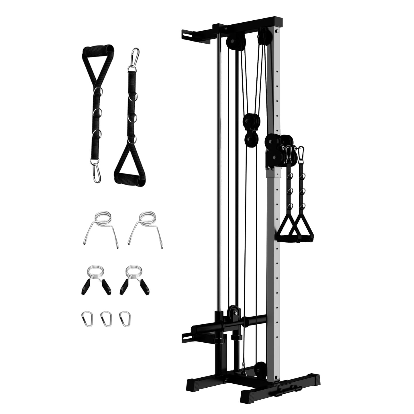Wall Mount Cable Machine with 19-Position Dual Pulley System, LAT Pulldown & Cable Crossover Machine, Heavy Duty Functional Trainer Workout Equipment for Home Gym