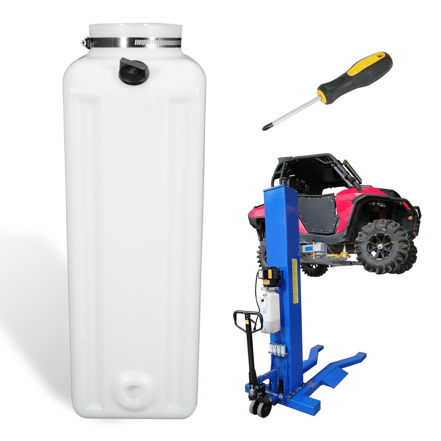 LEAPTREND Oil Reservoir Tank with Clamp & Wrench Tool Fit for DURO Power Units, Compatible with Prokar|Eagle Lifts|Auto Lift|Strong Arm & Pro Line|Iron Horse|Tuxedo Lift
