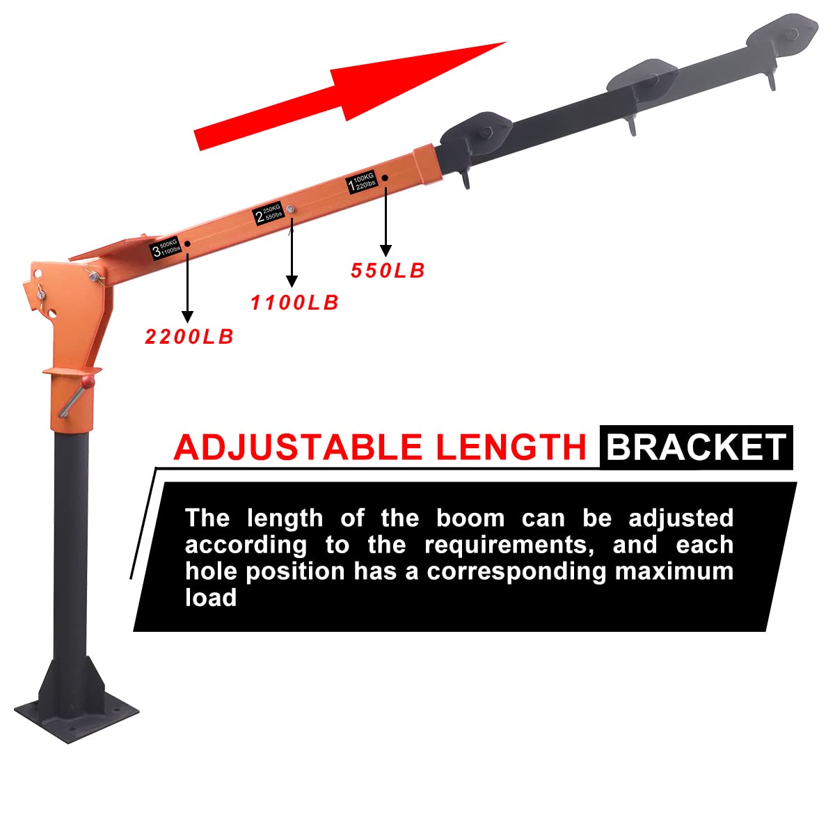 ROCK-HULK 2200lb Folding Truck-Mounted Bed Crane - 5000lb Winch, Painted Steel Jib Hoist Lift for Pickups (12V/24V Electric/Hand Operated)