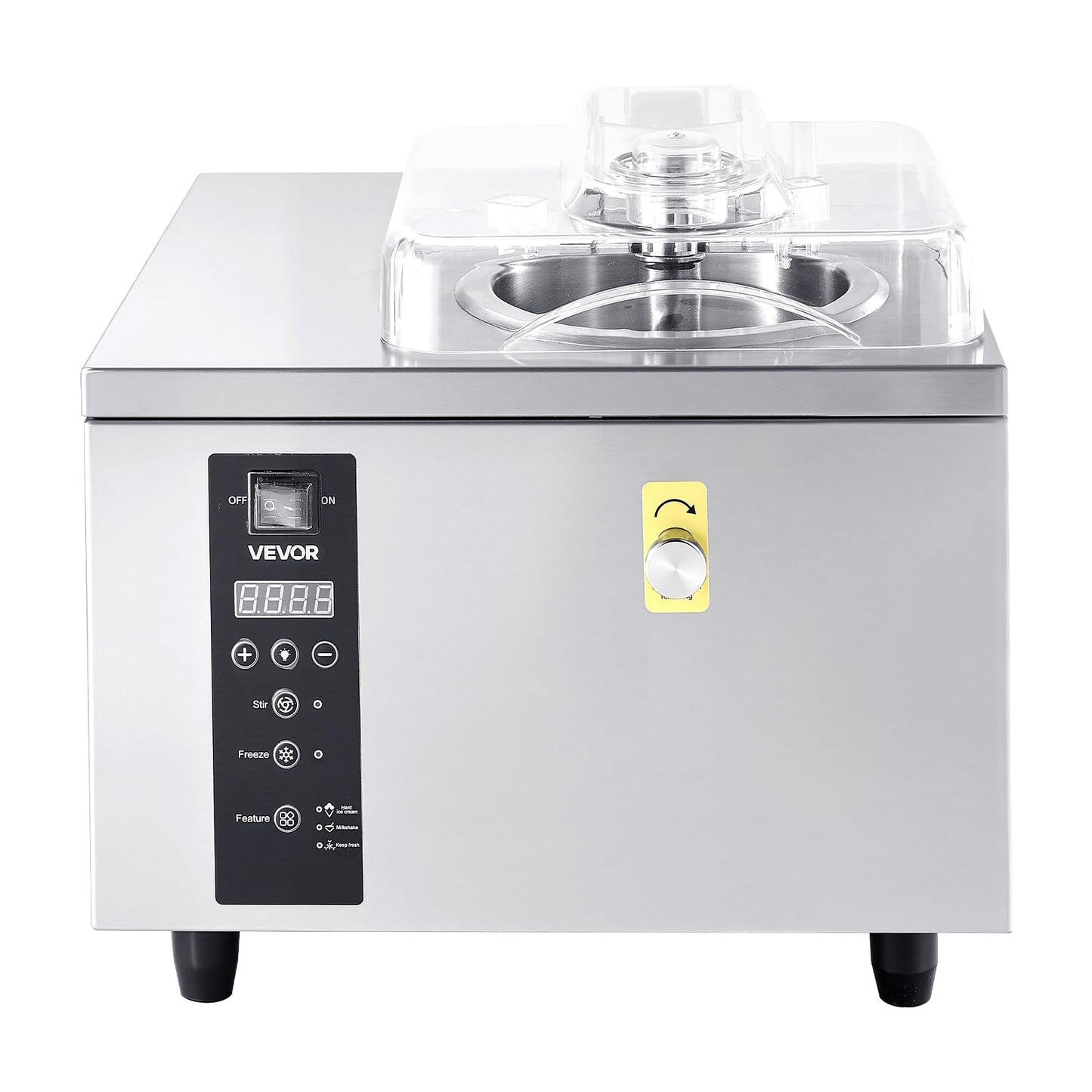 VEVOR Commercial Hard Ice Cream Machine, 500W 1.32 Gal/Hour, Gelato Hard Serve Ice Cream Maker with 2.8L 304 Stainless Steel Cylinder, Auto Clean LED Panel High Productivity for Snack Bar Restaurants