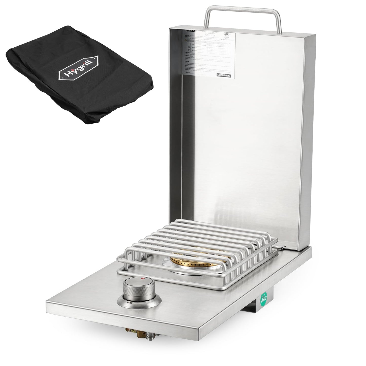 Hygrill Single Grilling Side Burners for Outdoor Kitchen, 304 Stainless Steel, Built-in Side Burner for Natural Gas