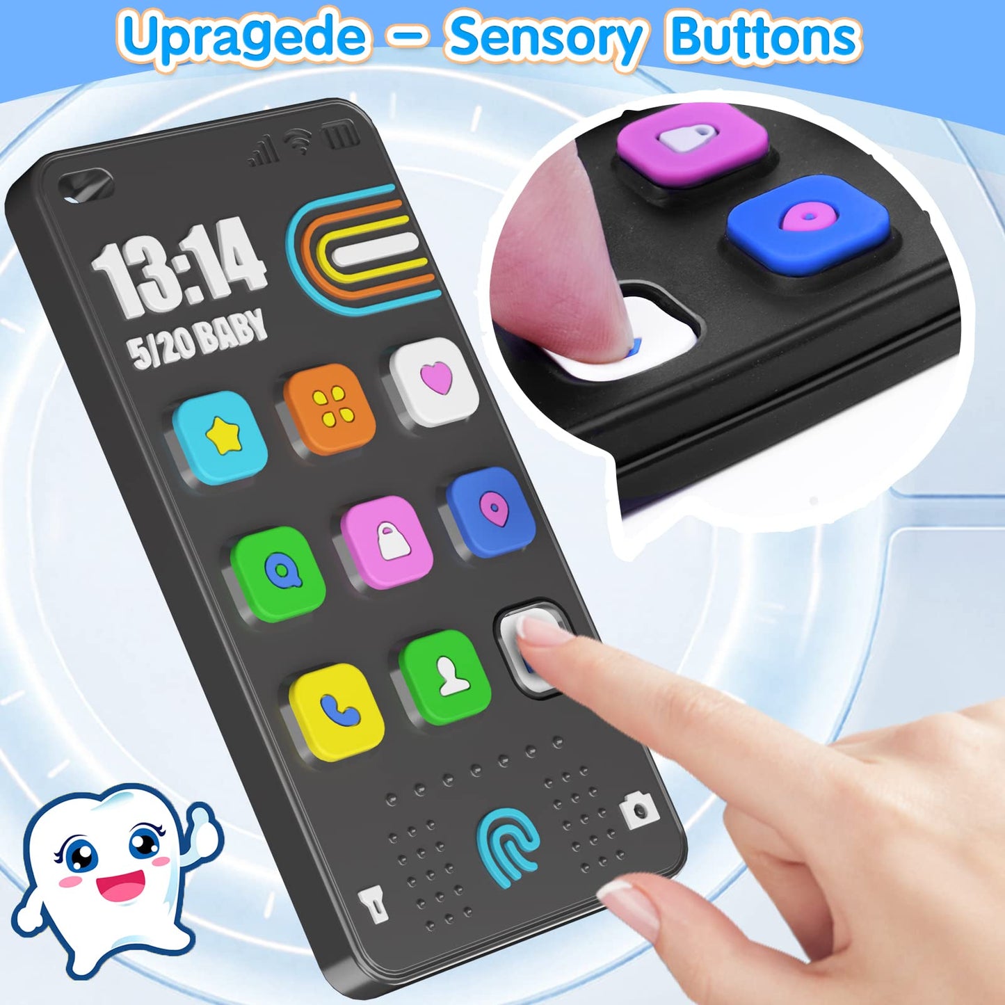 Kaodezhu TV Remote Control Shape Baby Teething Toys and Phone Shape Teether Toys for Babies 6-12 Months, Soft Flexible Silicone Chew Toys for Baby - Black