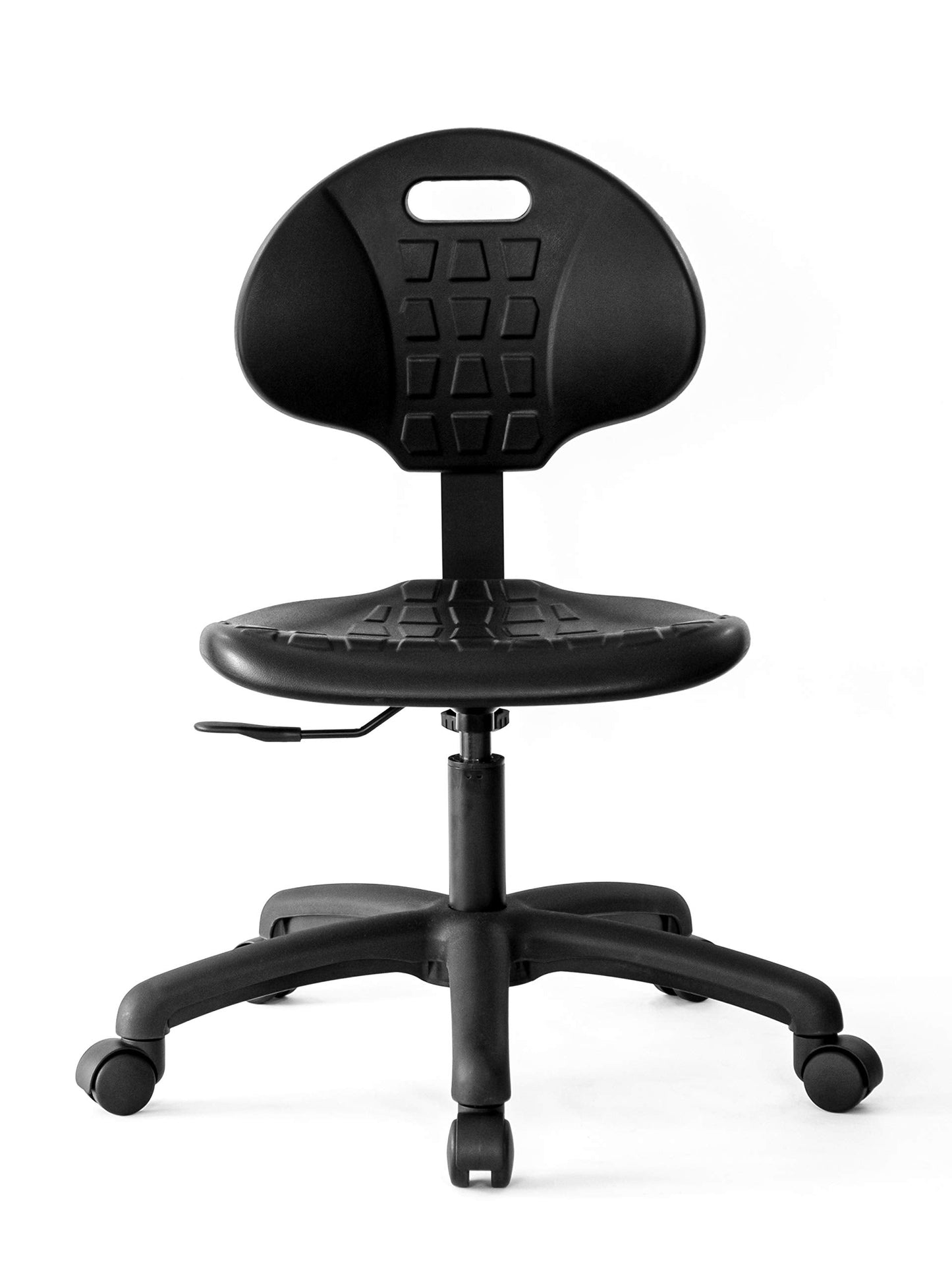 Chair Master Table Height Chair/Stool-Easy to Clean! Deluxe Ergonomic Polyurethane Chair. 5" of Height Adj (15.5"-20.5") 500 lb Capacity. Automotive, Lab, Garage, Home, Office (Standard, Black)