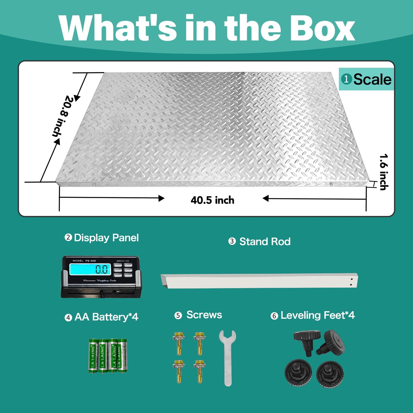 Wixeeua 1100lb Livestock Scale, Dog Scales for Large Breed, Heavy Duty Animal Scale pet Scale, Large Platform 40"x20", Non-Slip Surface, with Stand Rod