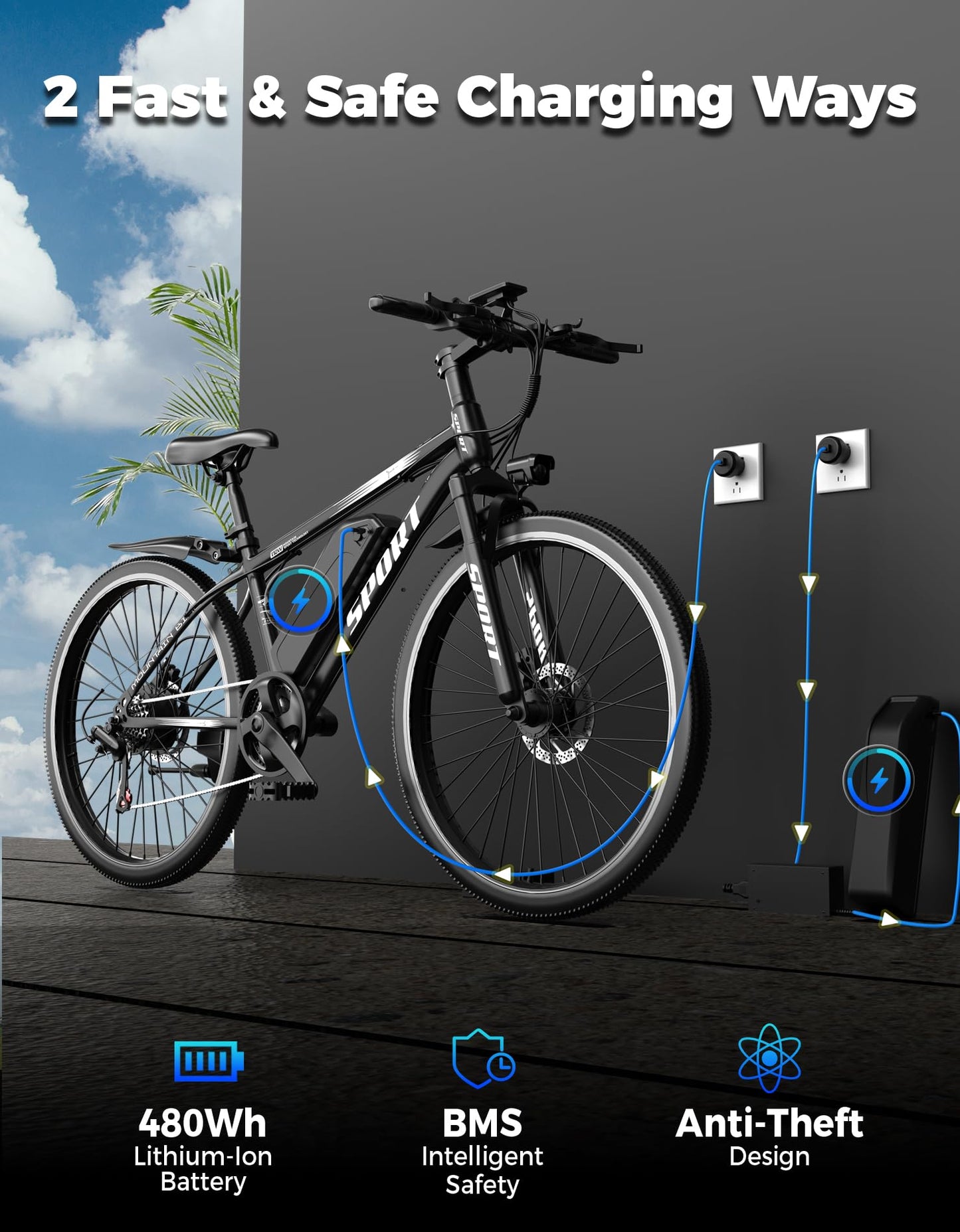 Misodo Electric Bike for Adults, 1500W Peak Mountain Ebike with 28 MPH, 65 Miles Range, 7 Speeds, 48V 10Ah Removable Battery 26" Ebike for Commute