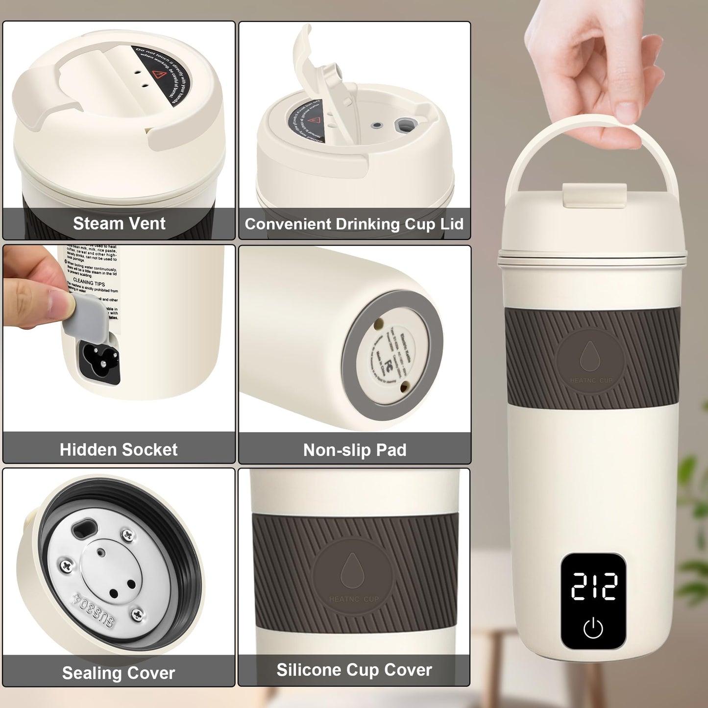 Portable Travel Kettle, Hot Water Kettle Electric, Small Tea Kettle for Boiling Water with 4 Temperature Settings, 304 Stainless Steel Mini Kettle with Auto Shut-Off and Boil Dry Protection(350ML)