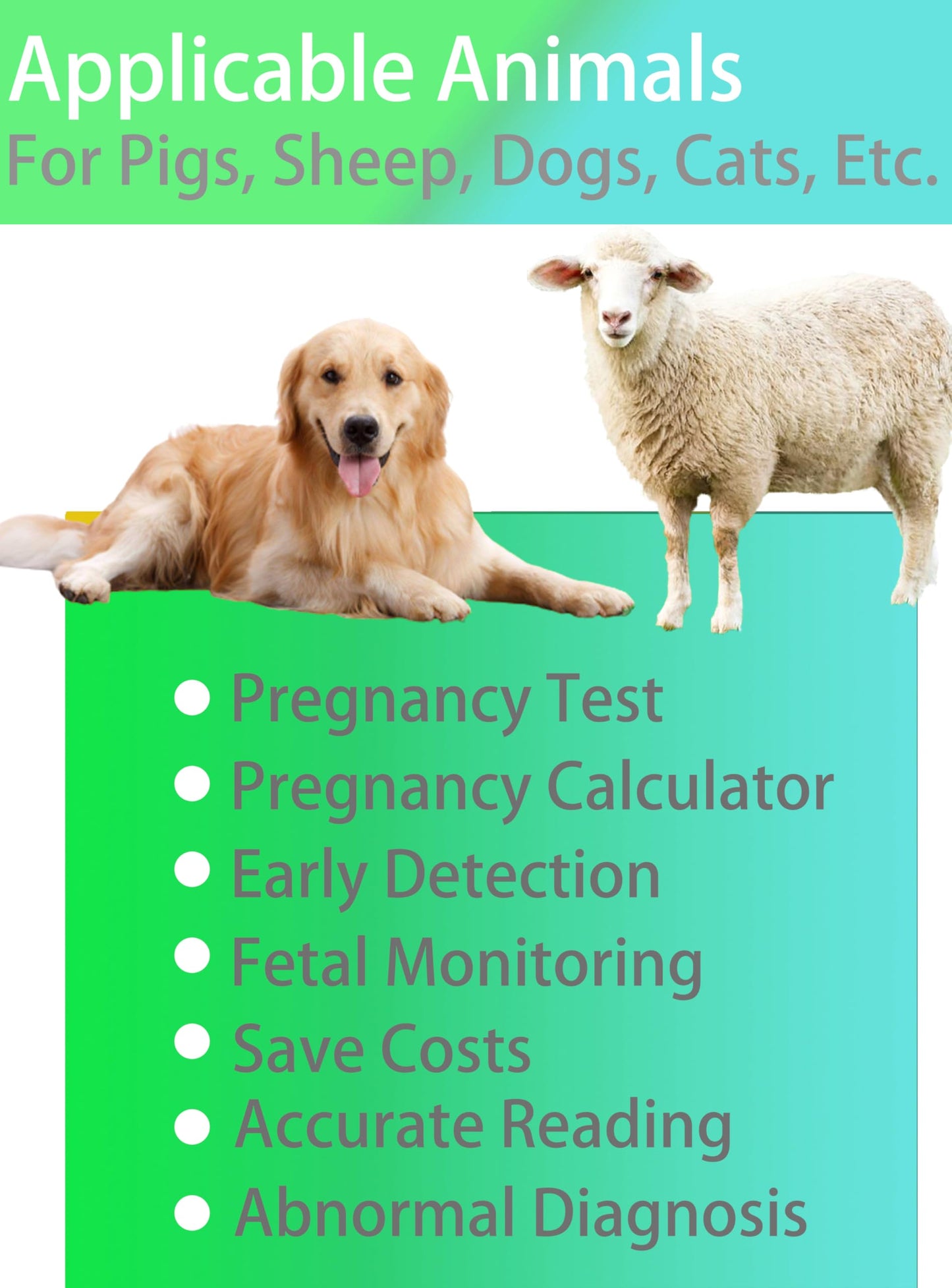 DAWEI Veterinary Ultrasound Machine for Pregnancy Portable Scanner with 3.5Mhz Convex Probe Waterproof Probe for Pig,Sheep,Dog,Cat,Livestock,Pet use