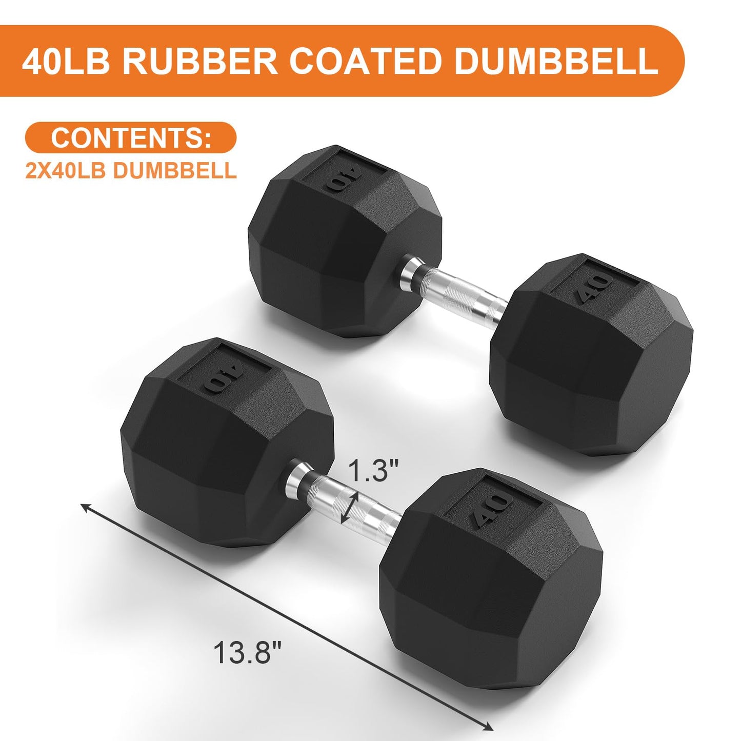 Rubber Coated Hex Dumbbell Weight Set, Multiple Sizes Exercise & Fitness Dumbbells,100LB Set,110LB Set,200LB,350LB,450LB,550LB, 35-50Lbs Pairs for Muscle Toning, Strength Building & Full Body Workout
