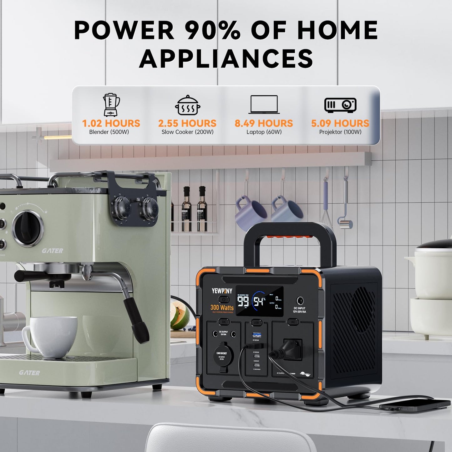300W Portable Power Station, Solar Generator 259Wh, 70,000mAh LiFePO4 Battery with 65W USB-C PD&Pure Sine Wave AC, Solar Charging for Camping,Home Backup,Emergency Power(SOS Light & LCD Display)