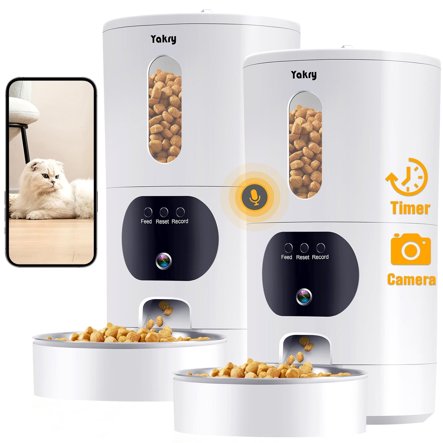 Automatic Cat Feeder Camera for 2-Cats: Easy Setup Timed Smart Dog Feeder WiFi - 2-Way Audio 5G Pet Food Dispenser APP Control for Multi-Cat 2 Pack