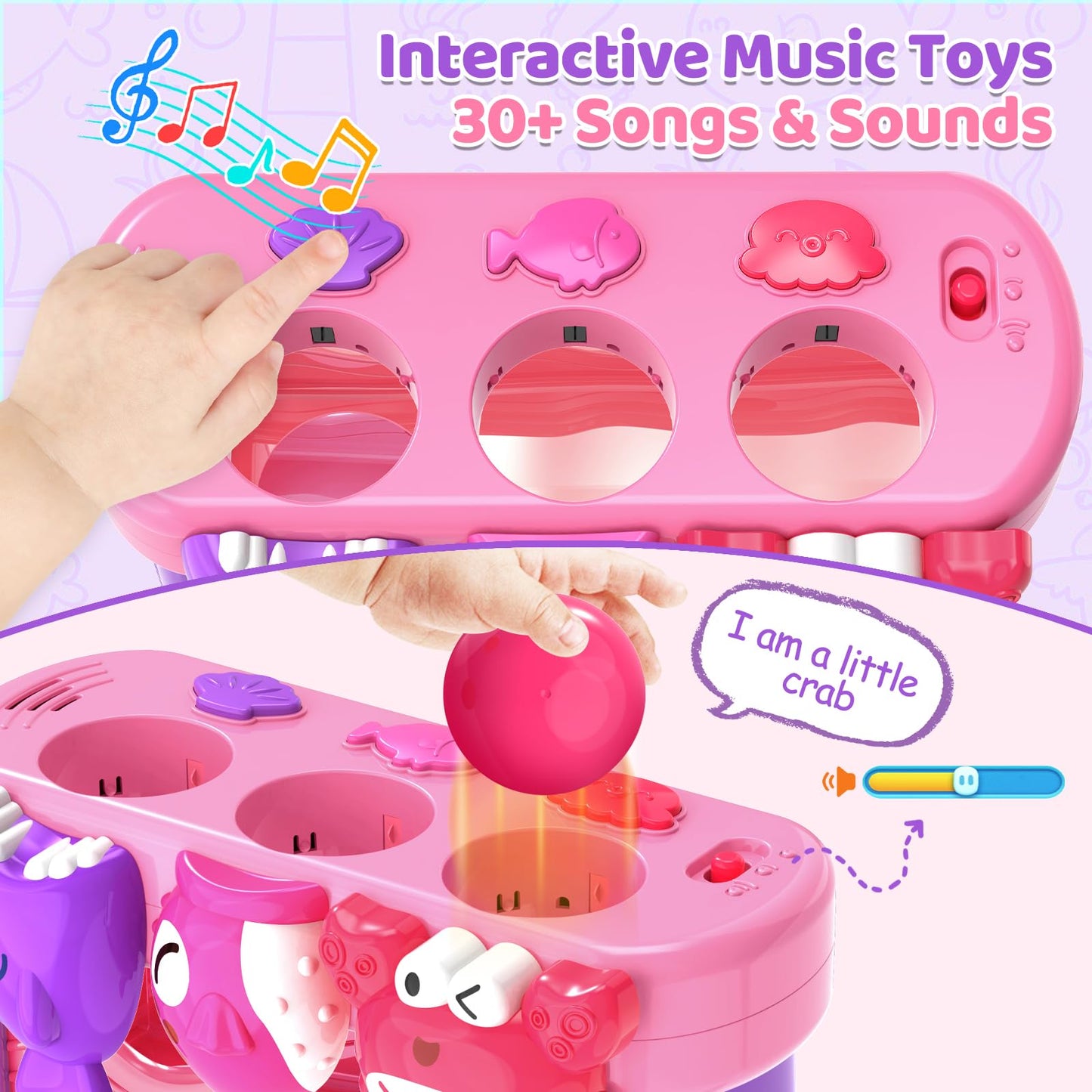 YEGEER Toys for 1 2 Years Old Girls, Musical Toys for 12-18 Months, Interactive Toddler, Montessori Toys, Christmas Birthday Gifts for Baby Kids Toddlers Age 1-2 Years Old (Pink)