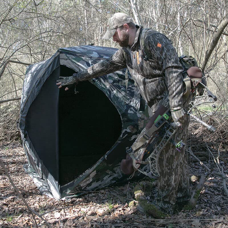 Primos Hunting Primos Hide-N-Sneak Hunting Blind, 270 Degree Ground Blind with Silent Slide Windows in Veil Camo