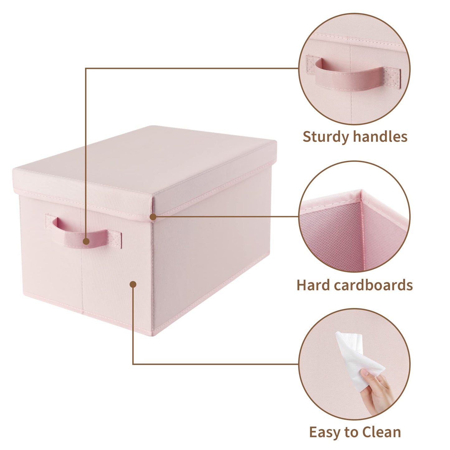GRANNY SAYS Pink Storage Bins with Lids, Barbie Storage Organizer, Doll Toy Boxes, Stackable Fabric Storage Baskets for Closet, Baby Room, Nursery, 3-Pack