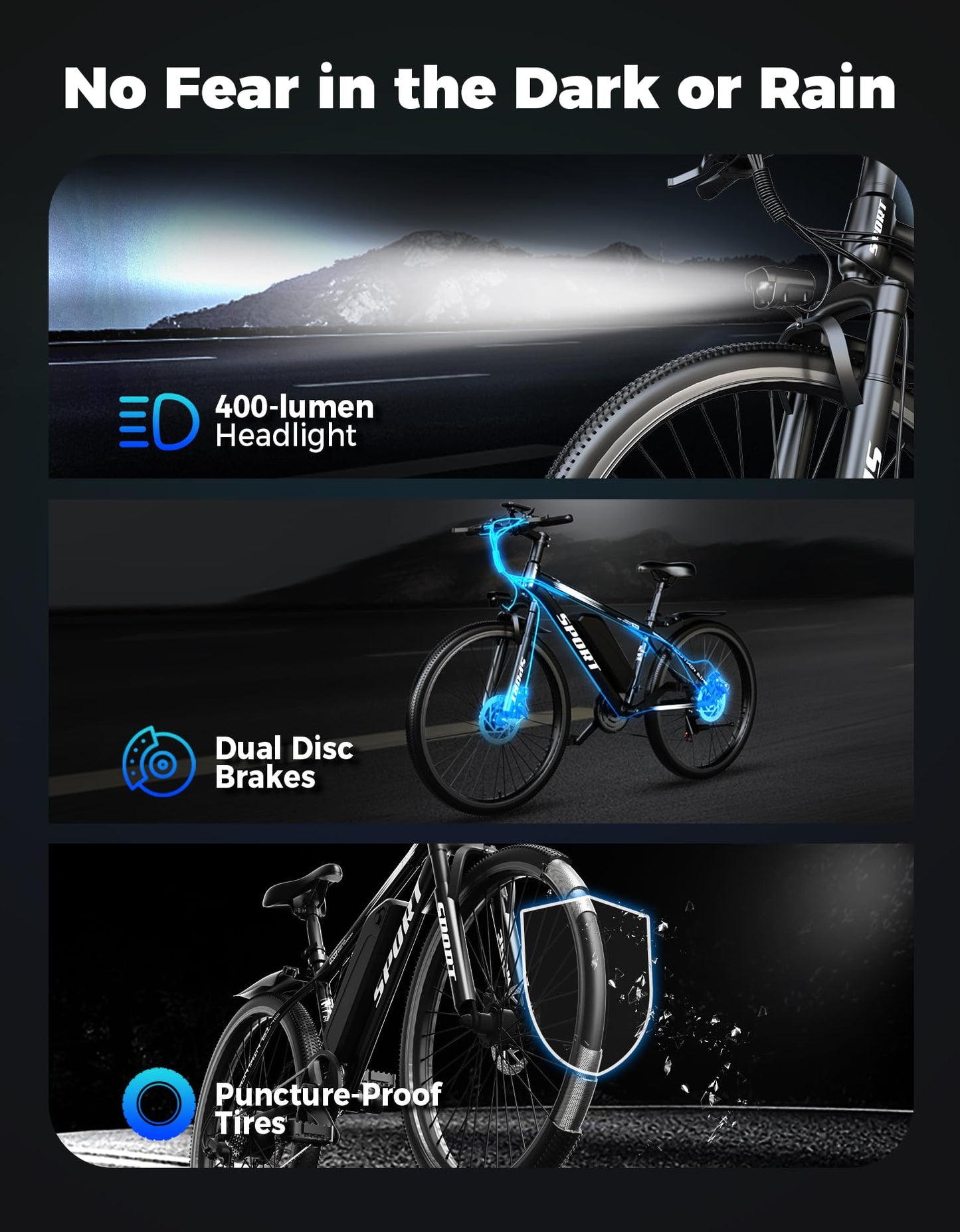 Misodo Electric Bike for Adults, 1500W Peak Mountain Ebike with 28 MPH, 65 Miles Range, 7 Speeds, 48V 10Ah Removable Battery 26" Ebike for Commute