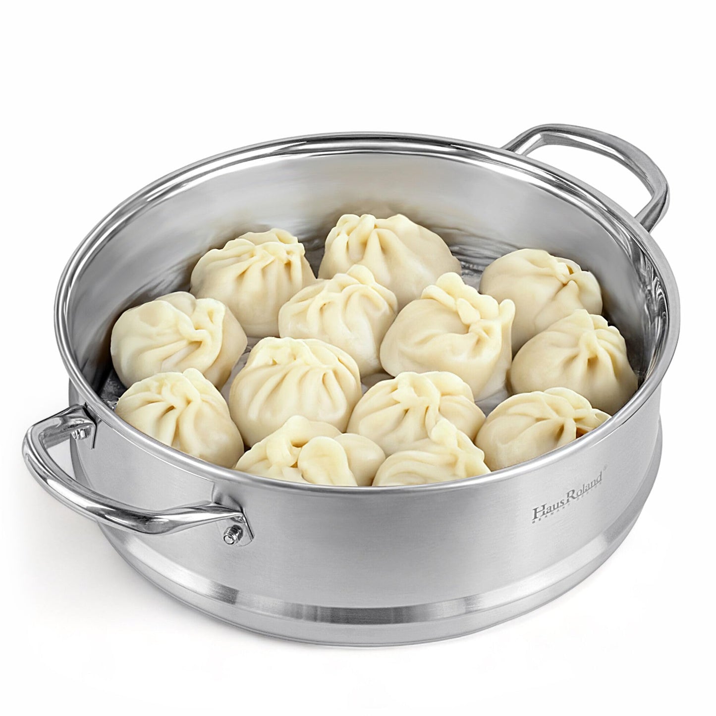 3-Tier Stainless Steel Steamer Pot with Lid Dumpling Steamer Pot for Cooking (3-tiered), Multi-Layer Cookware Pot, Food Vegetable Cooking Pan with Stackable Pan Insert for Vegetable, Dumpling, Meat, Dishwasher safe, Induction Safe (Silver, 10.56-qt. (10 L