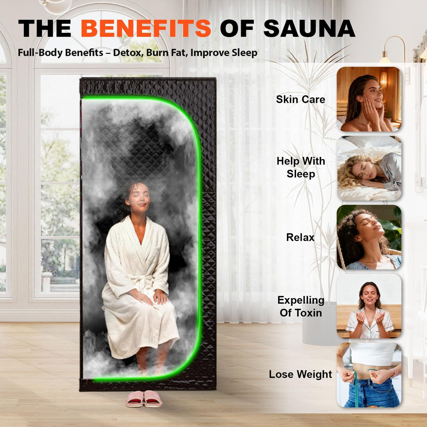 Fulove Steam Sauna Tent for Home, Portable Indoor Sauna with Powerful Steam Heating, Foldable Personal Spa for Relaxation & Recovery (Single Rectangular, Black)
