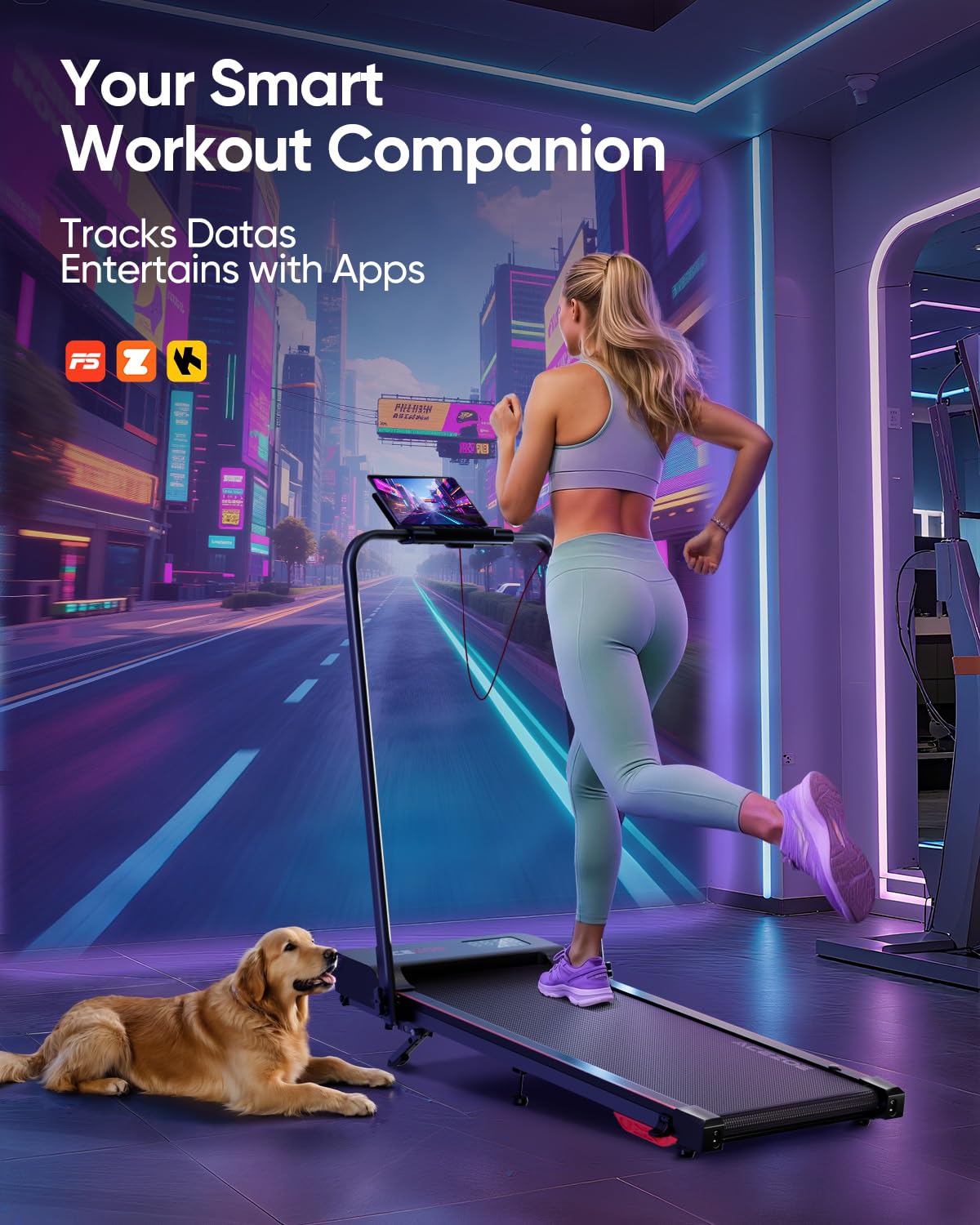 Acezoe 2-in-1 Foldable Treadmill with 3-Level 10% Incline, Walking Pad for Home Small Office, Compact Portable Under Desk Treadmill with Handle,Dual LED Display, APP & Remote, 300 lbs Capacity