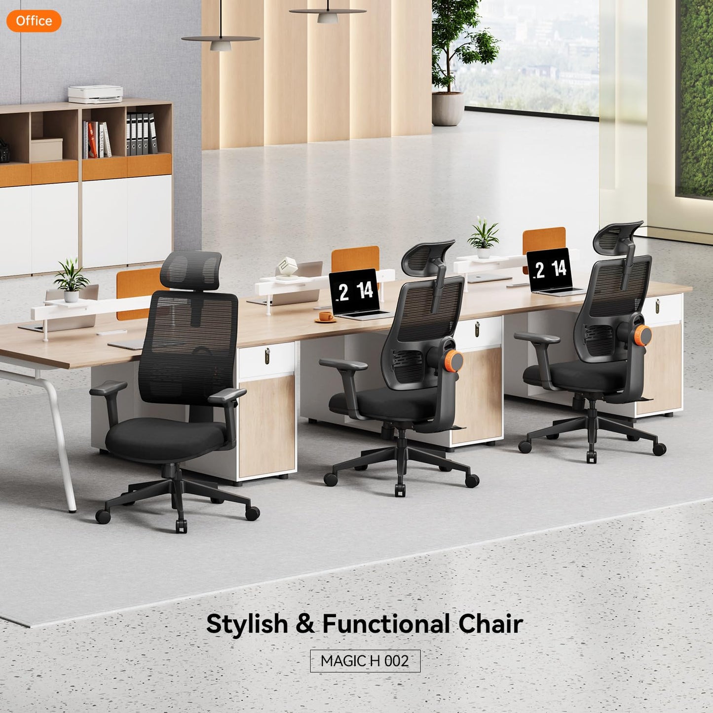 Newtral Ergonomic Office Chair with Adaptive Lumbar Support- High Back Desk Chair with Adjustable Headrest, 3D Armrest, Adjustable Seat Depth & Height, Home Office