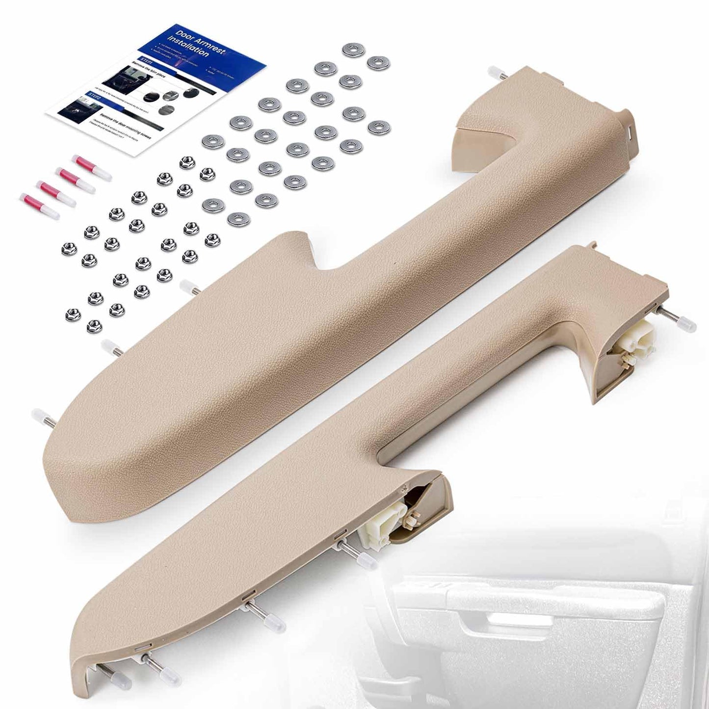 Left Driver & Right Passenger Side Armrest Repair Kit Fit for Chevy Silverado 1500 2500HD 3500HD 2010-2014 For GMC Sierra 1500 2500 HD 3500 HD 2010-2014 Door Panel with Release Handle Below Armrest