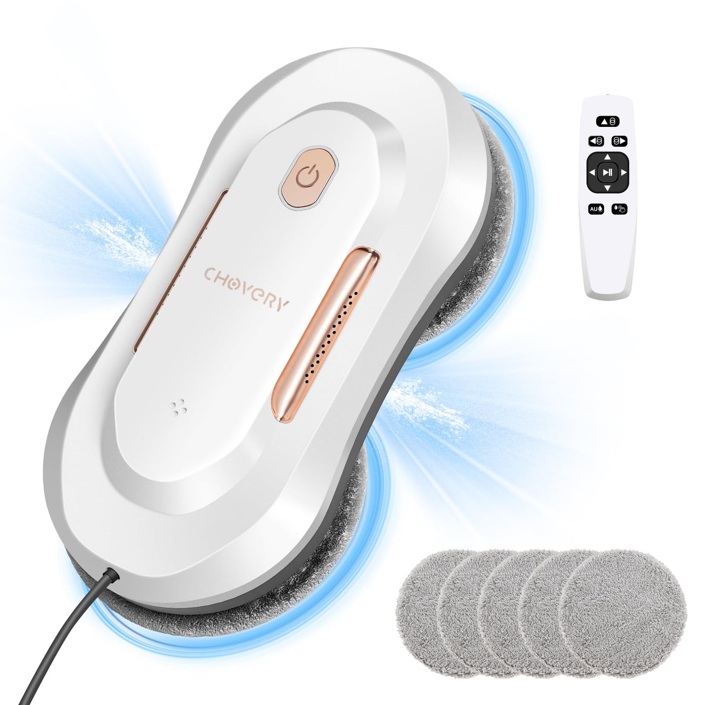 CHOVERY CL3 Window Cleaner Robot with Dual Water Spray Automatic Window Cleaning Washer Robot with Remote Control 3000Pa Suction Glass Cleaning Cleaner for Vertical Surface/Glass/Door