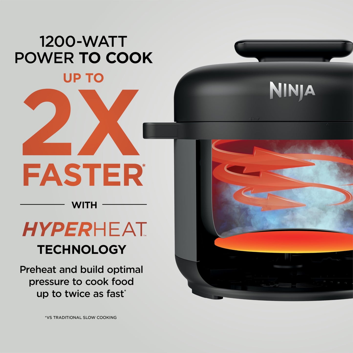 Ninja HyperHeat 9-in-1 6.5-qt Pressure Cooker | Steams, Slow Cooks, Sears, Sautés, Sous Vide, Yogurt & More | With SimpliServe Pot | Powerful 1200-Watt | Grey | PC201GY