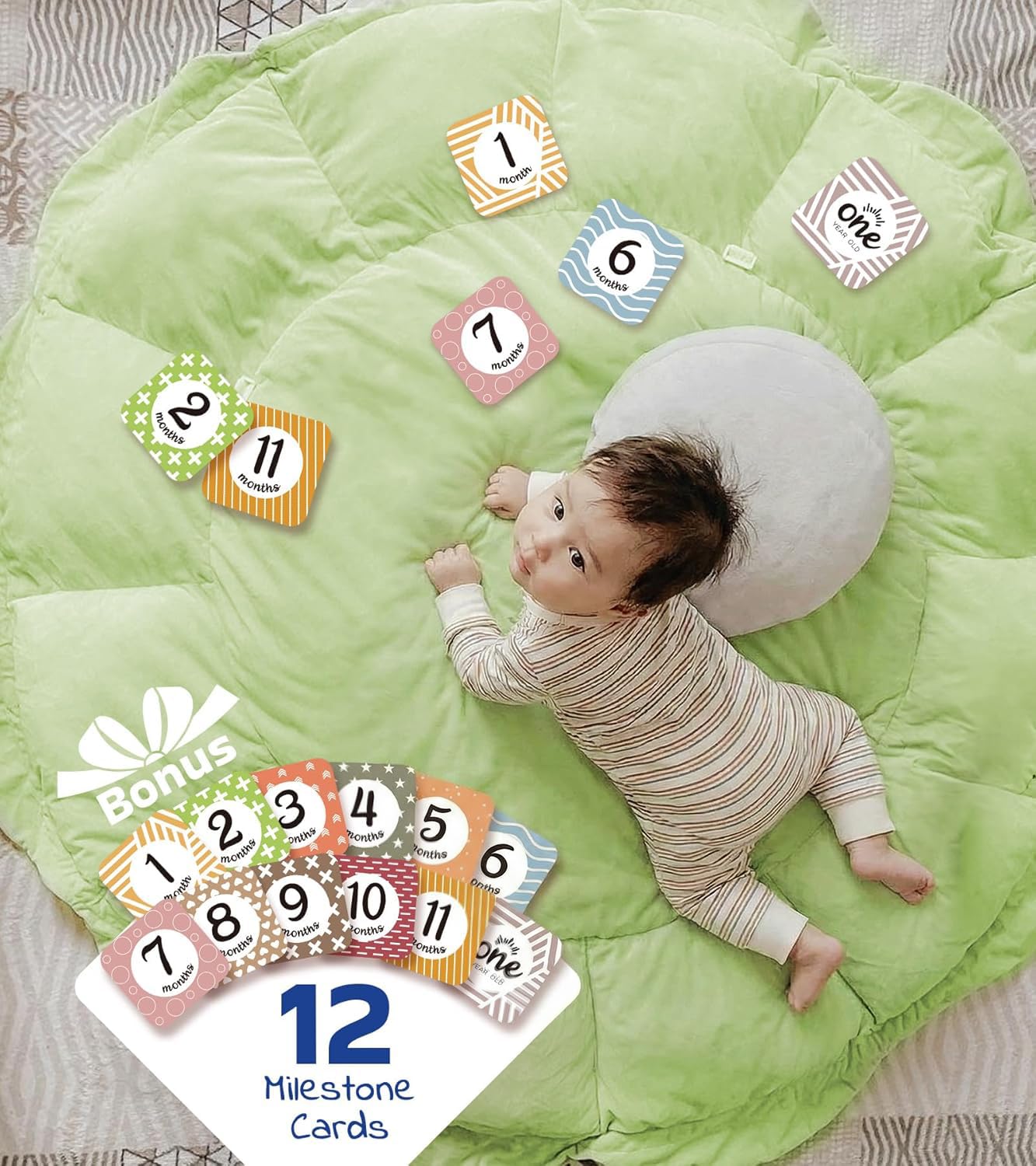 Little Dove 5-in-1 Convertible Baby Play Gym with 6 Toys, Tummy Time Mat for Sensory Development, Baby Activity Center from Newborn to Toddler, Ball Pit, Cat & Dog Bed, Soft Plush Pet Bed, Green