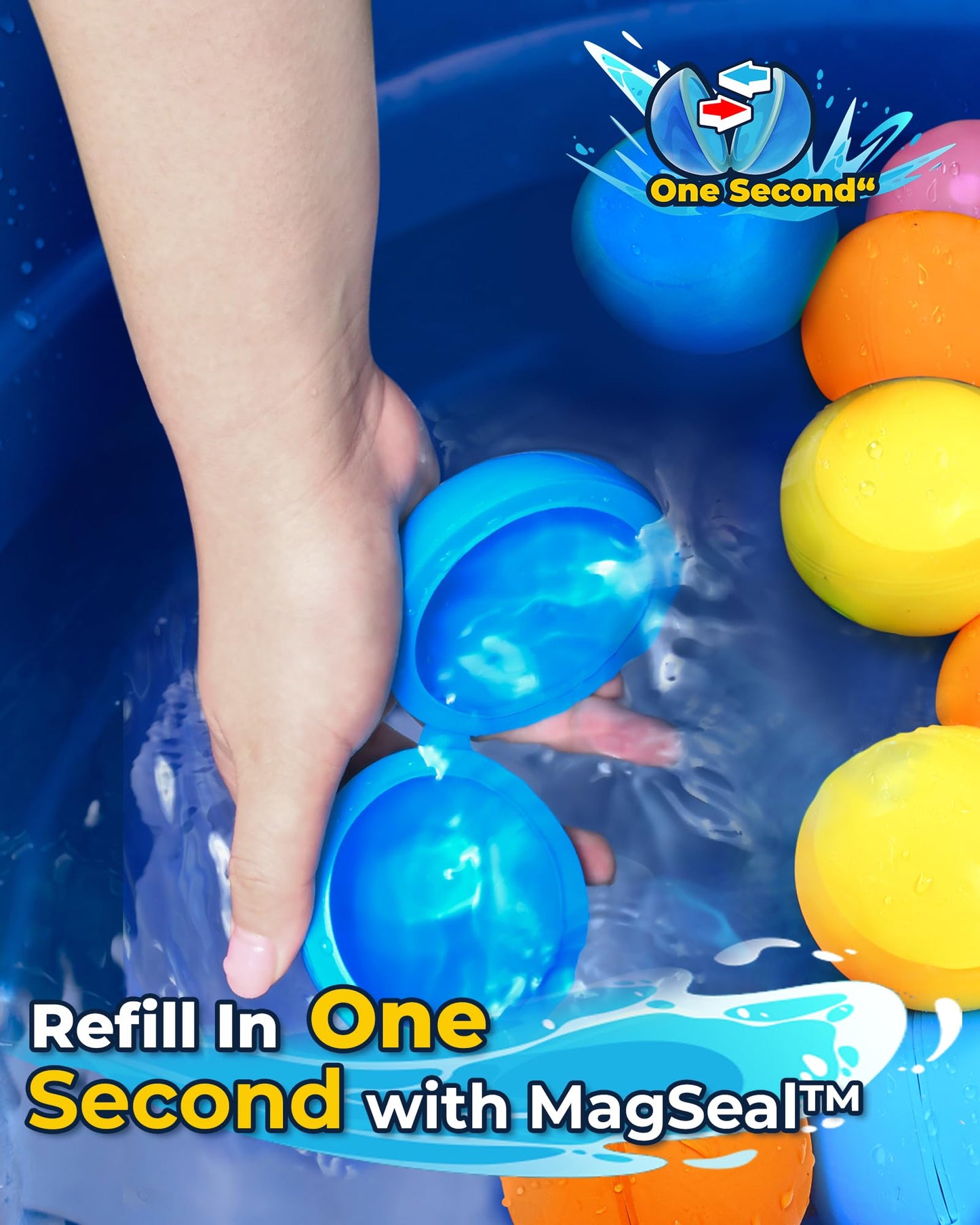 SOPPYCID Reusable Water Bomb balloons, Magnetic Refillable Water balls - Pool Toys for Boys and Girls, Beach Outdoor Activities Water Games Toy for kids Self Sealing Water Splash Ball (15Pack)