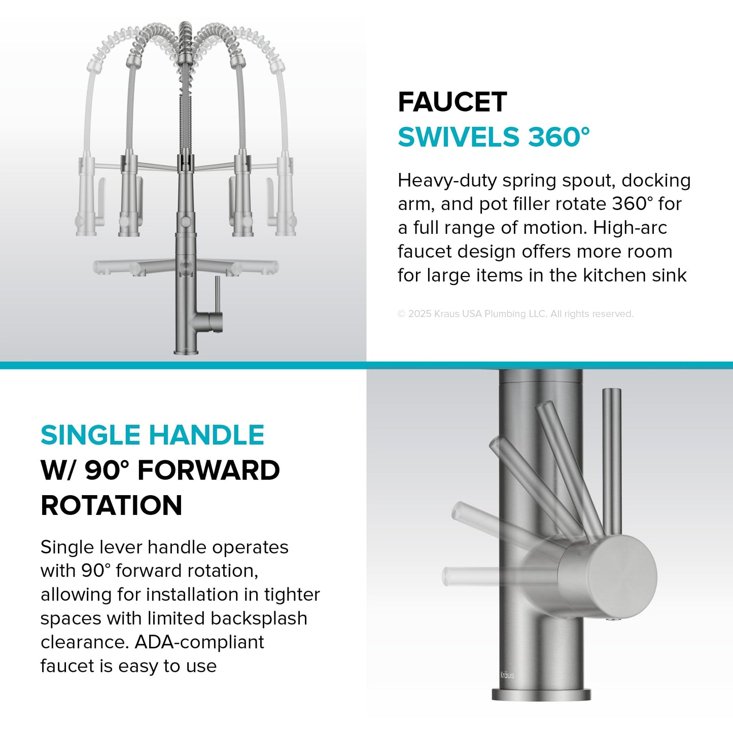 KRAUS Artec Pro Commercial Style 2-Function Single Handle Pull Down Kitchen Faucet with Pot Filler in Spot-Free Stainless Steel, KPF-1605SFS